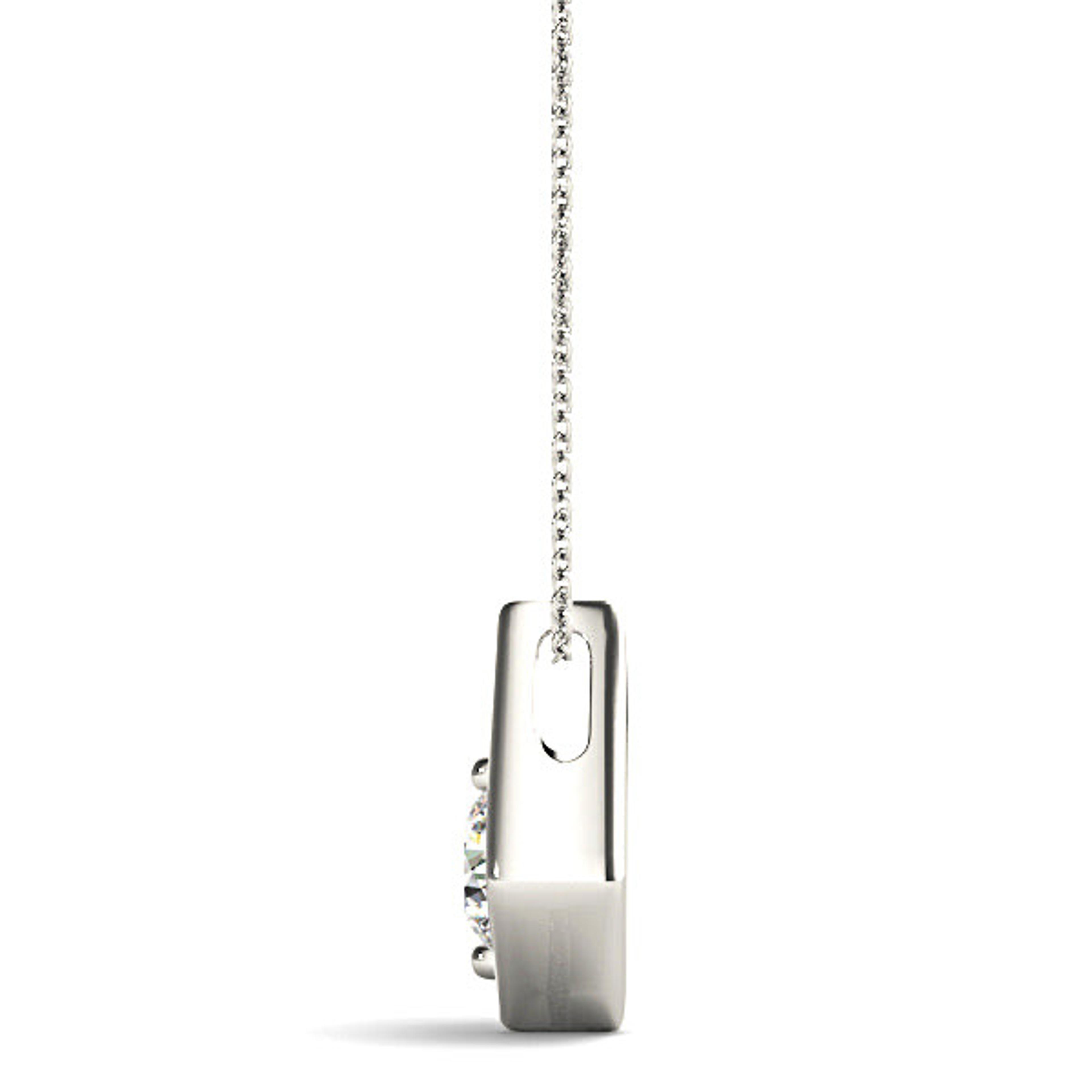 Two Prong Round Diamond Solitaire Necklace Pendant-VIRABYANI