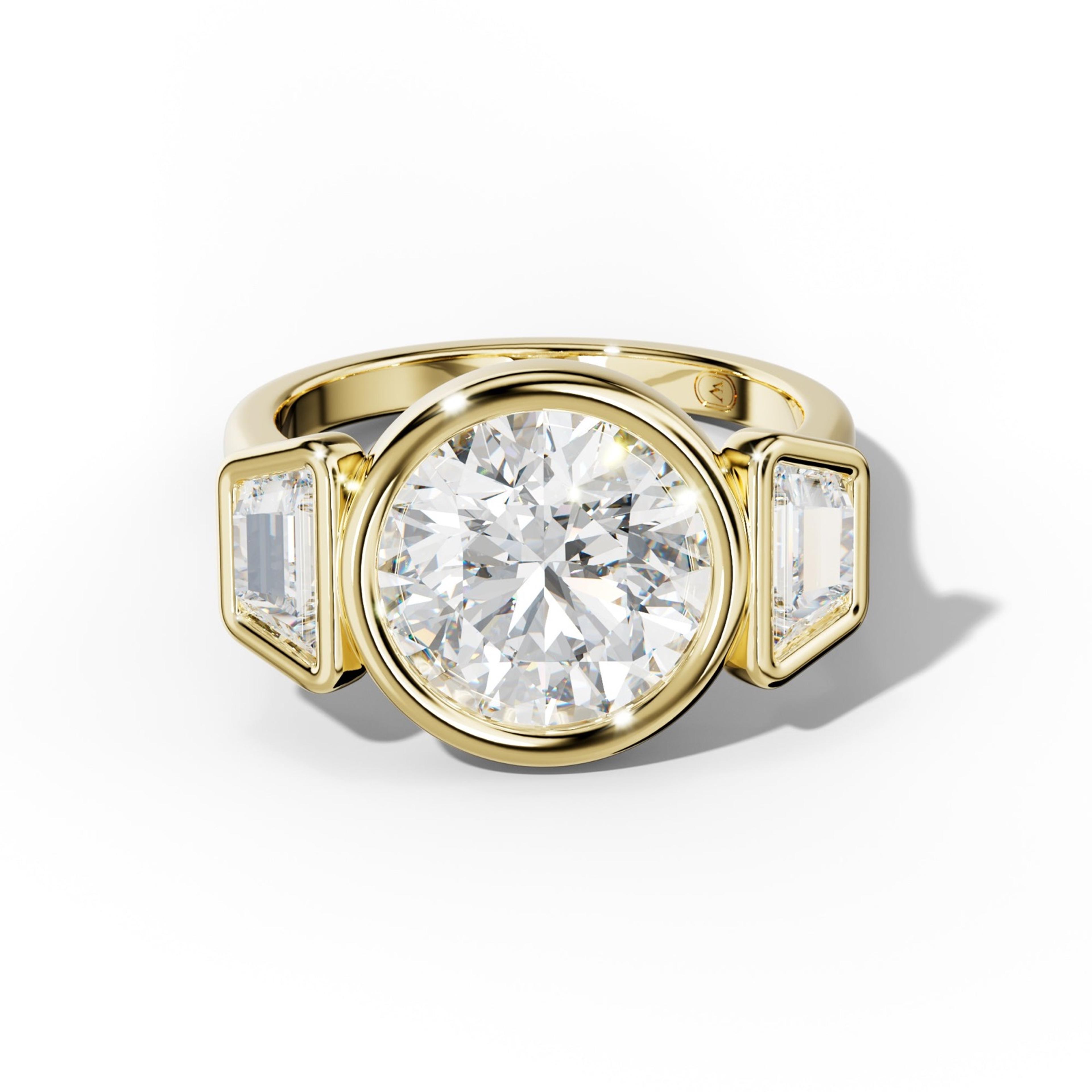 Cleo Round Center Trapezoid Side Diamond Engagement Ring