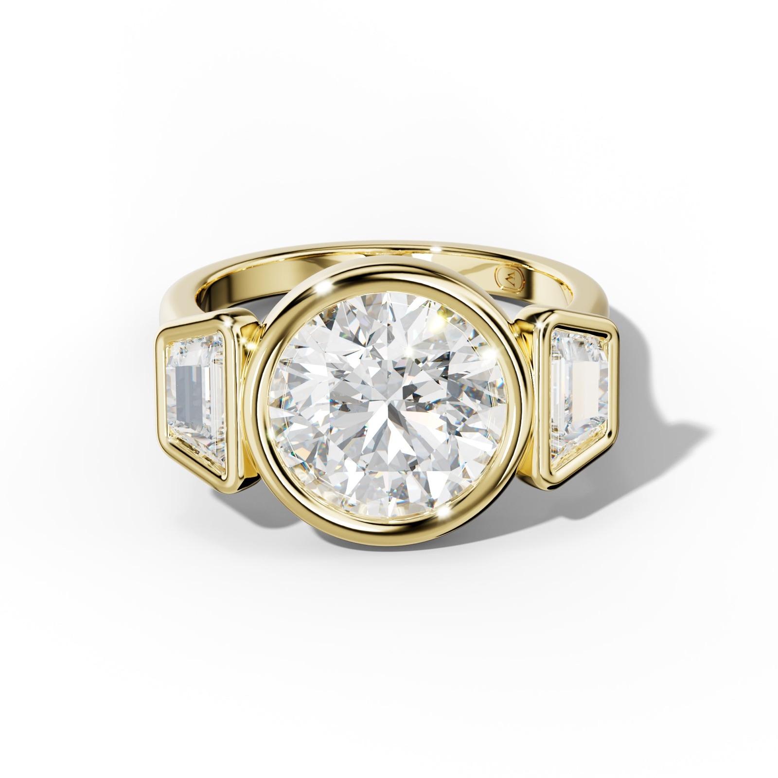 Cleo Round Center Trapezoid Side Diamond Engagement Ring