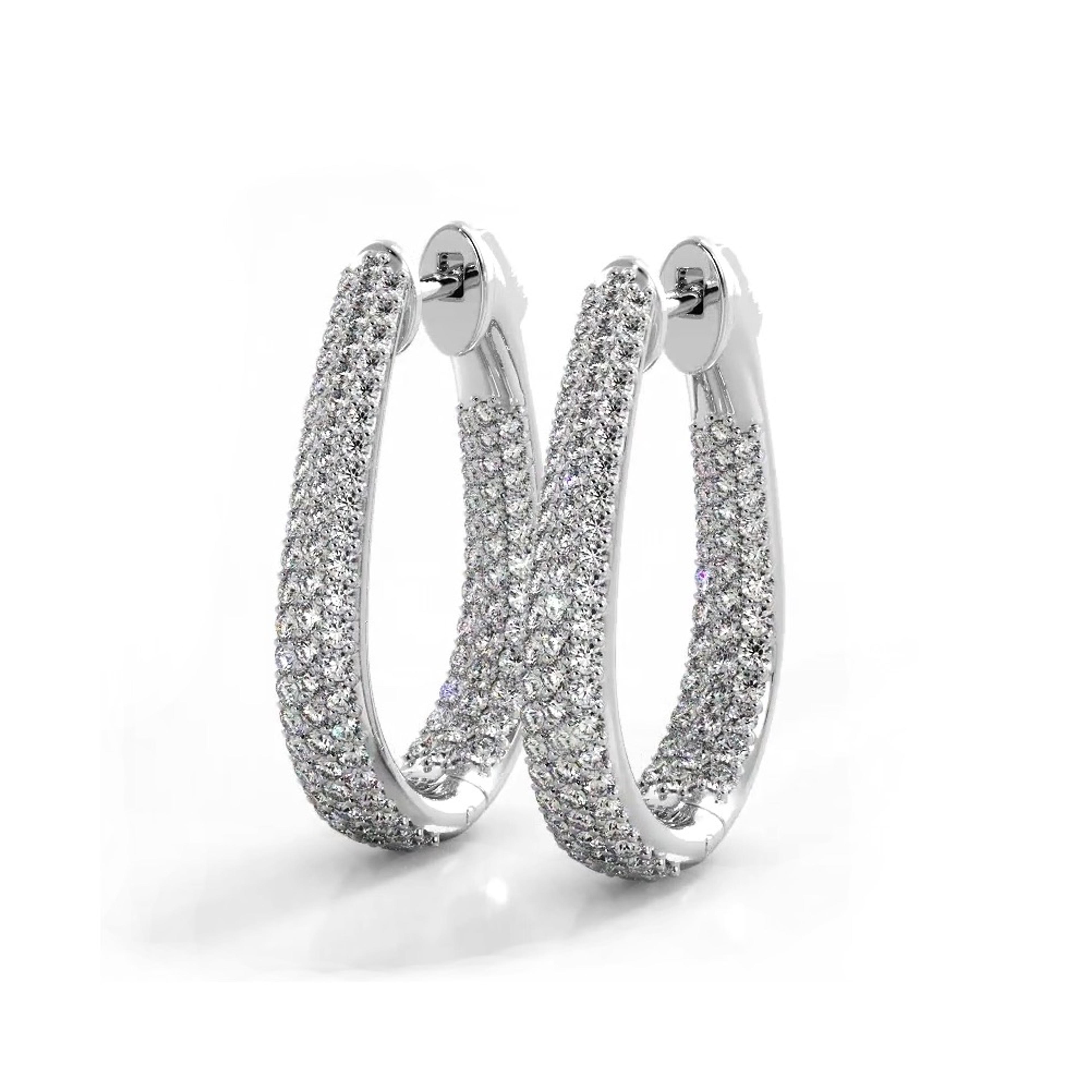 1.50 ctw. Inside Out Dome Pave Diamond Hoop Earrings