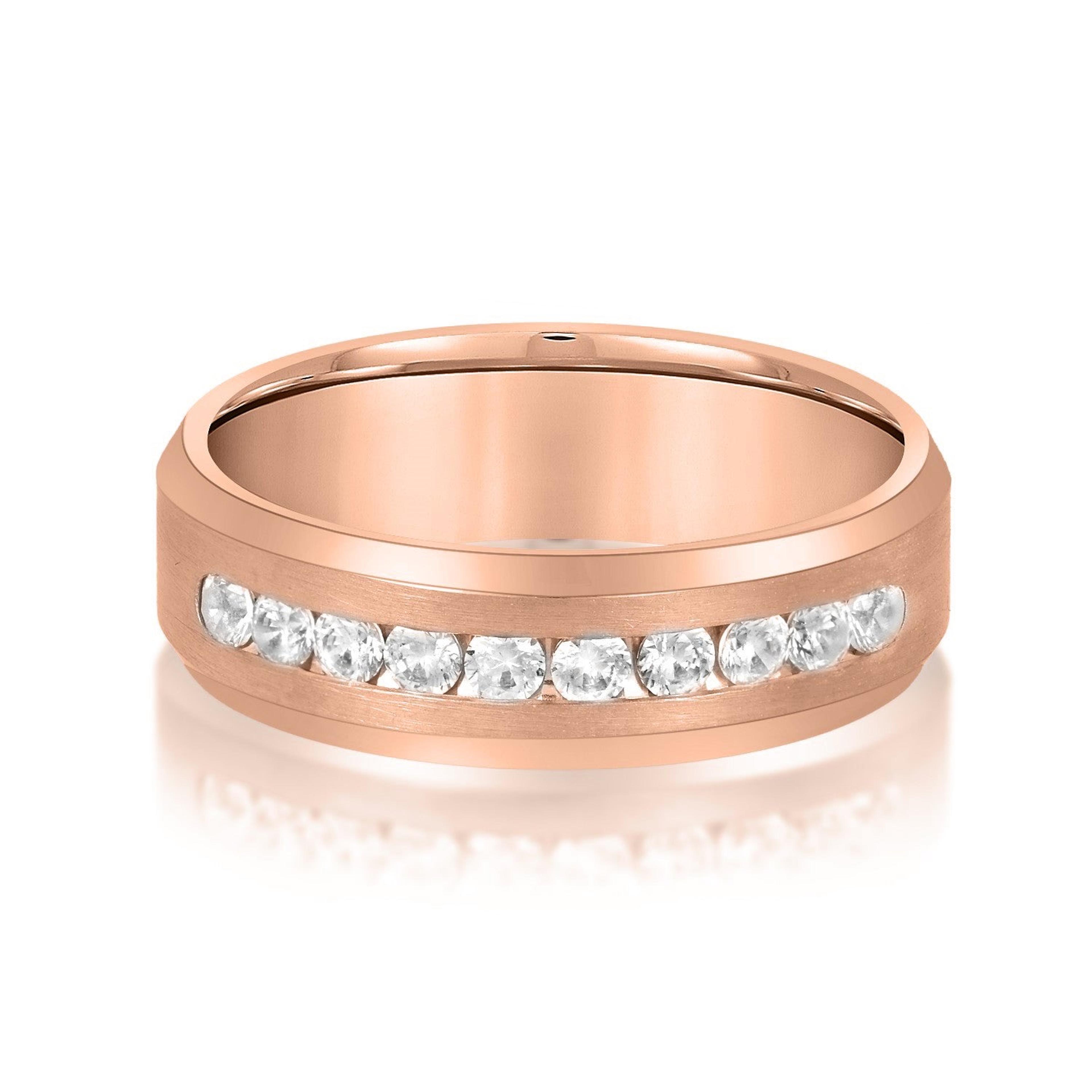 Beveled Channel Set Diamond Men's Band