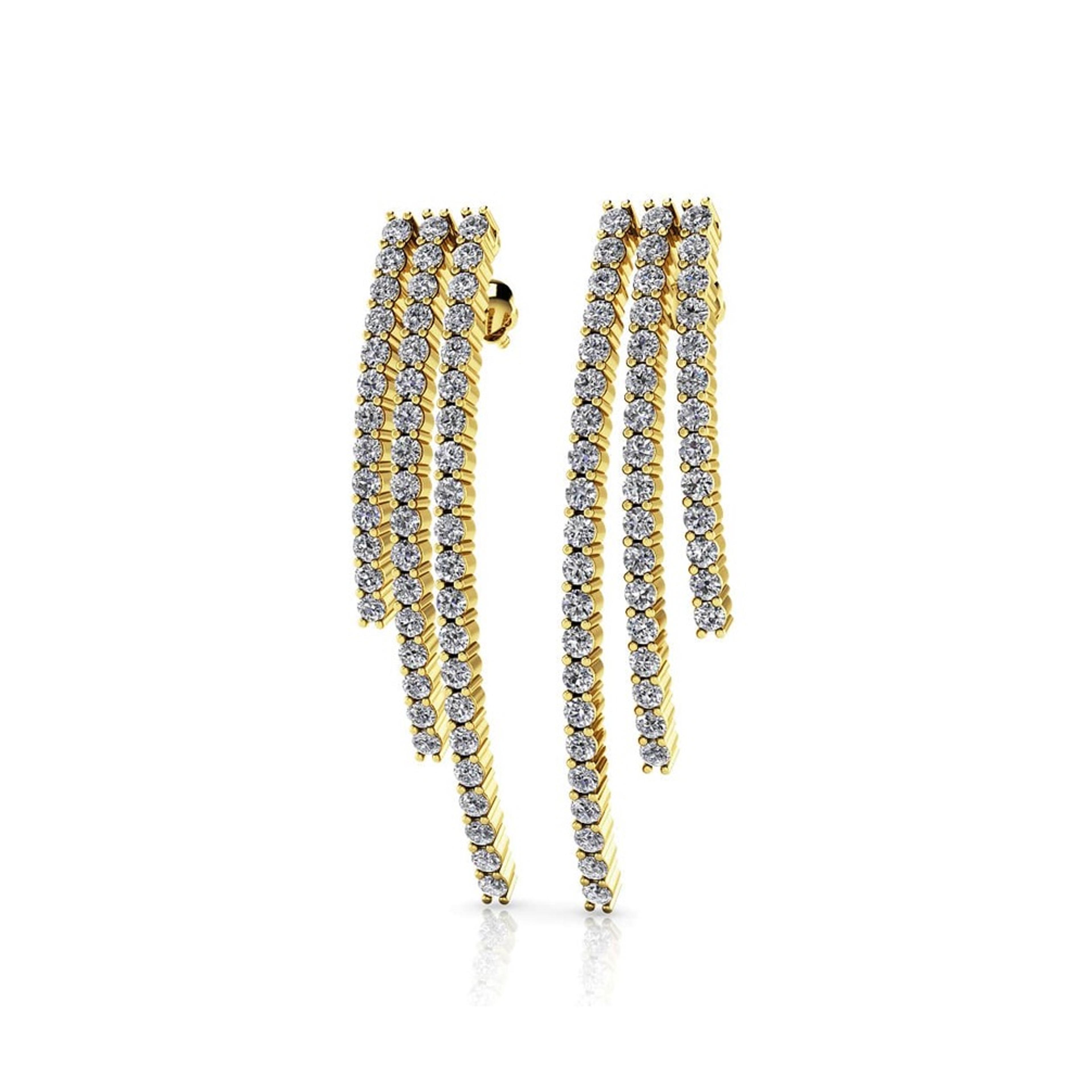 2.0 ctw. Triple Strand Diamond Drop Earrings
