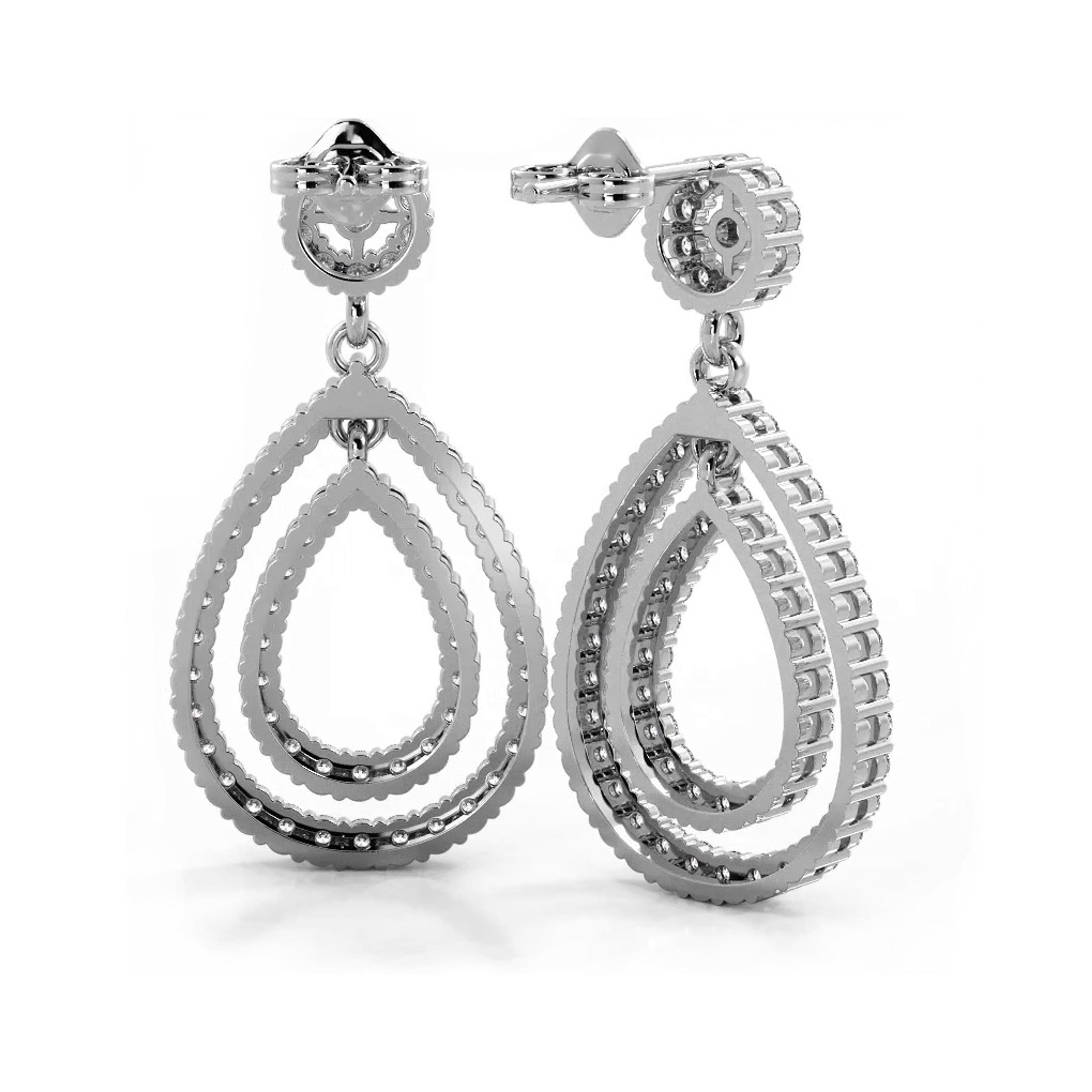 1.0 ctw. Diamond Double Teardrop Dangle Earrings