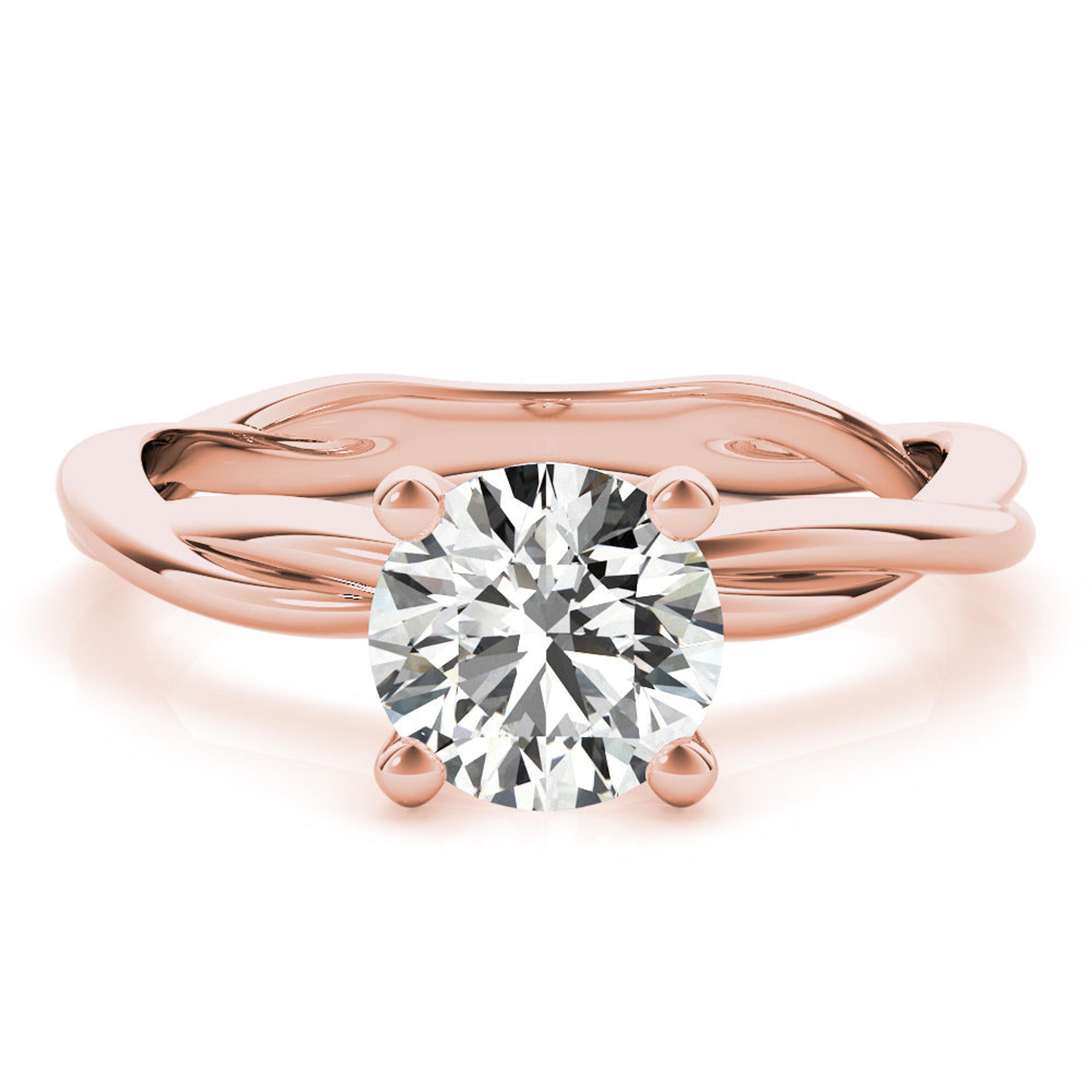 Twisted Vine Round Diamond Solitaire Engagement Ring