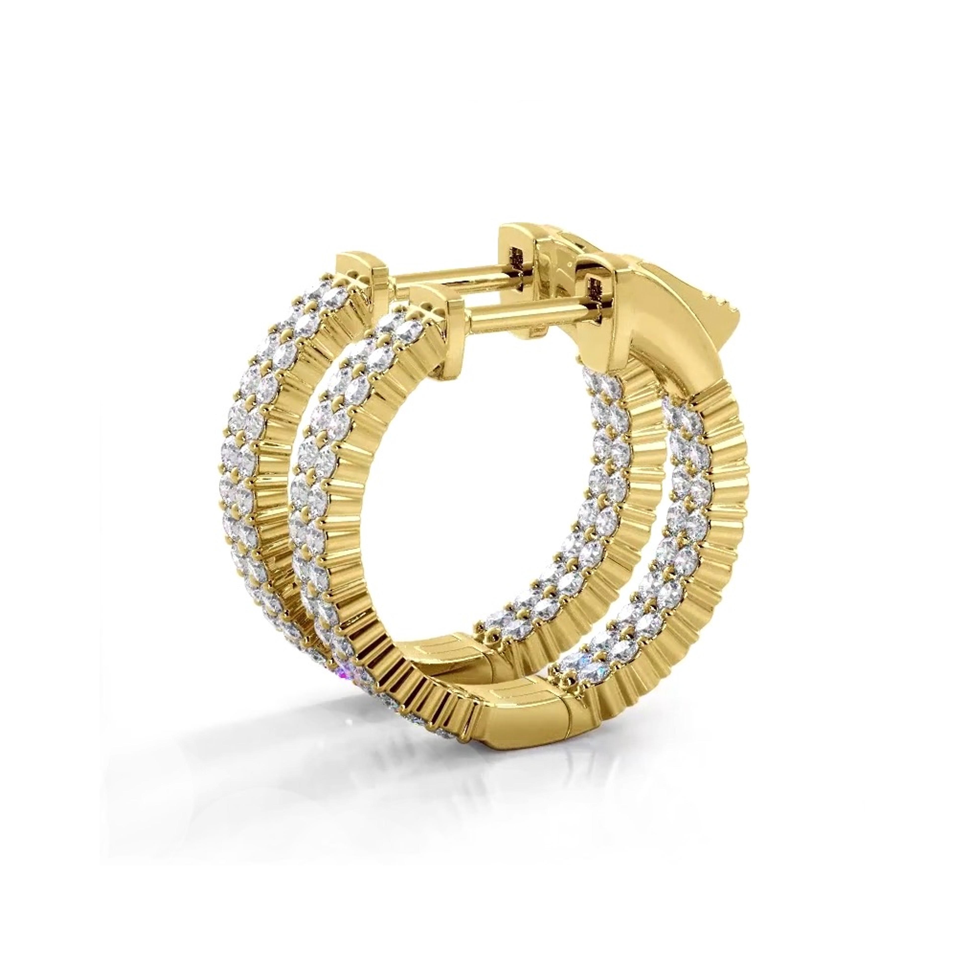 1.20 ctw. Double Row Inside Out Diamond Petite Hoop Earrings