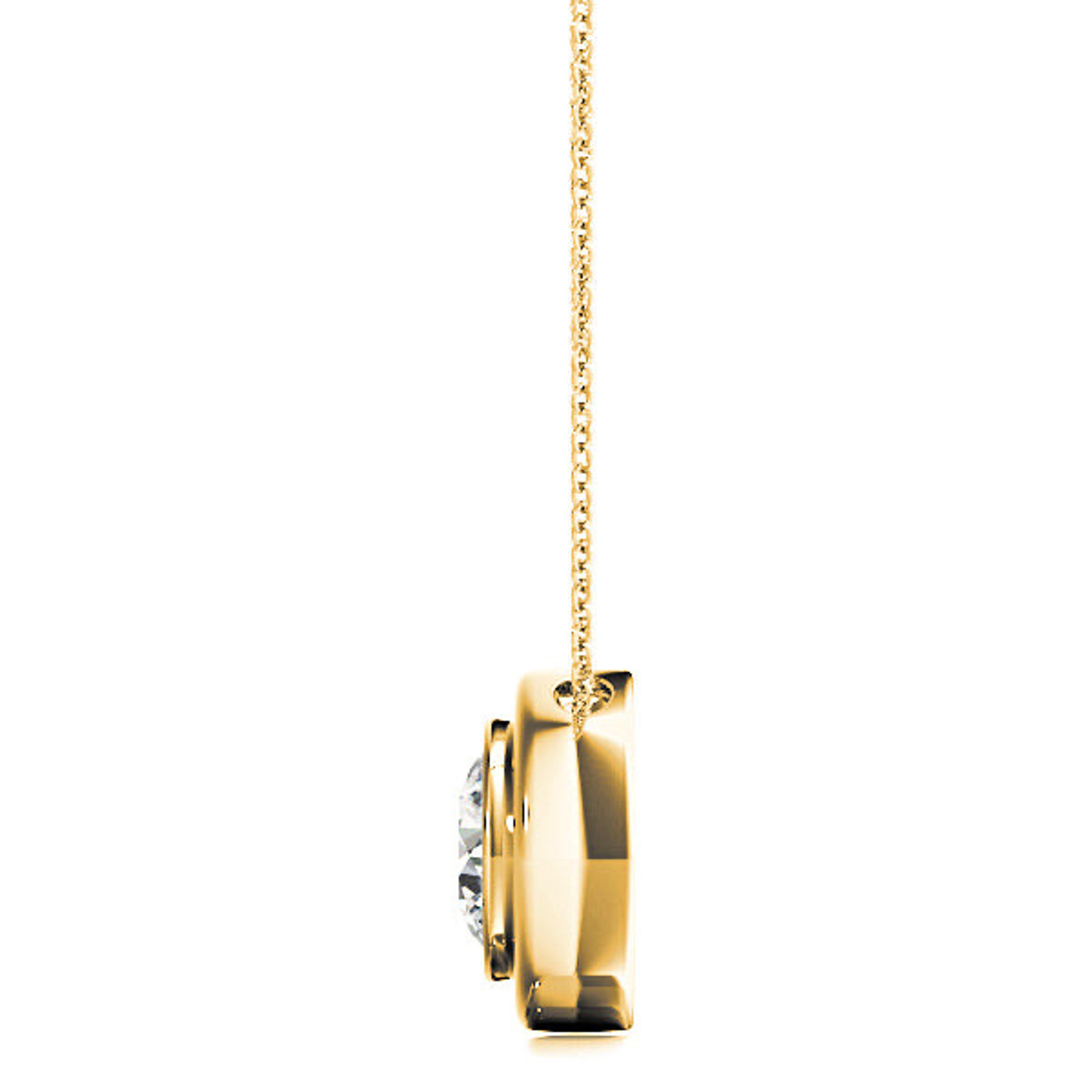 Bezel Set Round Diamond Solitaire Necklace Pendant-VIRABYANI