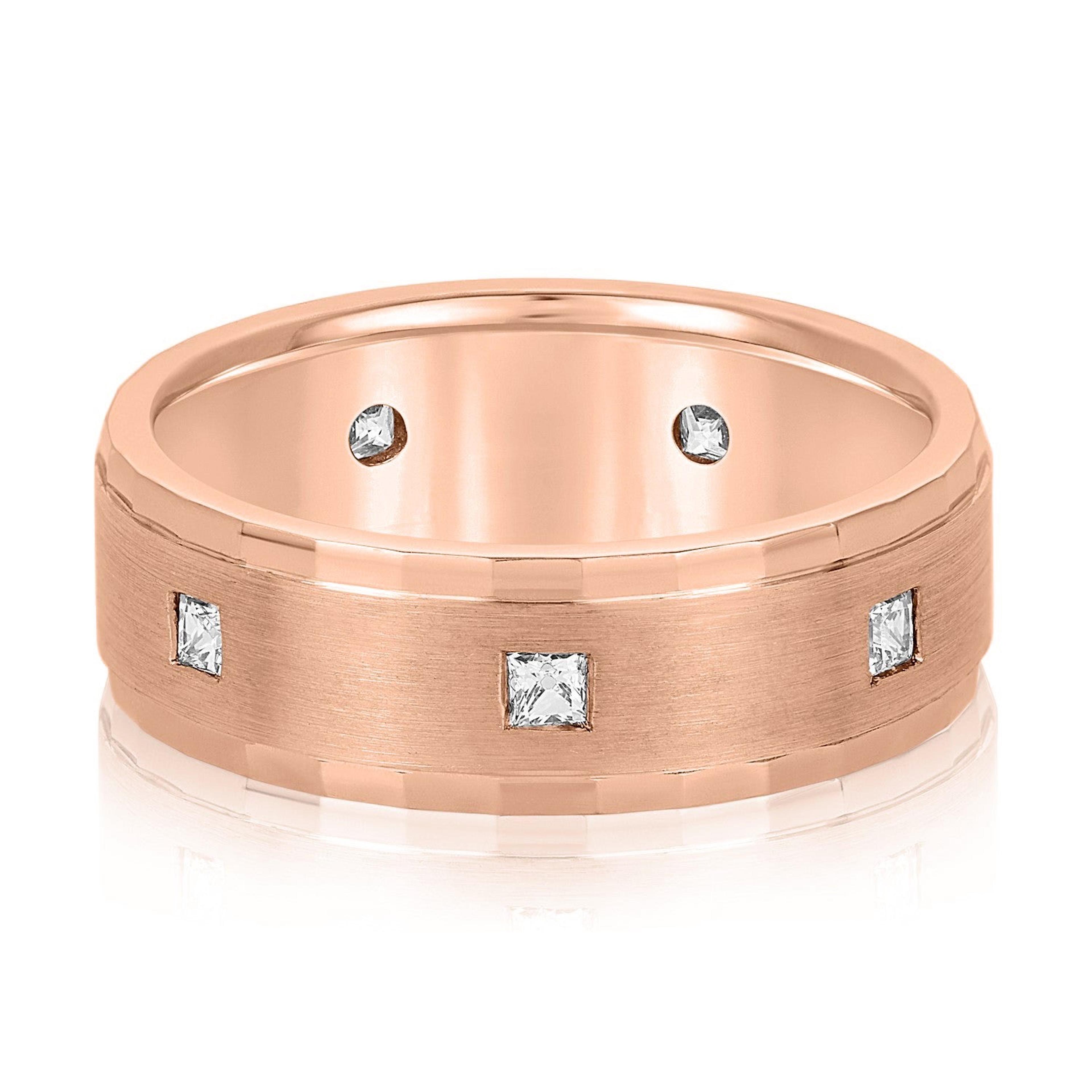 Bezel Set Princess Cut Diamond Men's Wedding Band