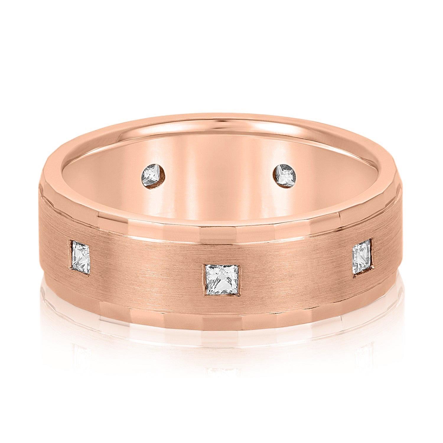 Bezel Set Princess Cut Diamond Men's Wedding Band
