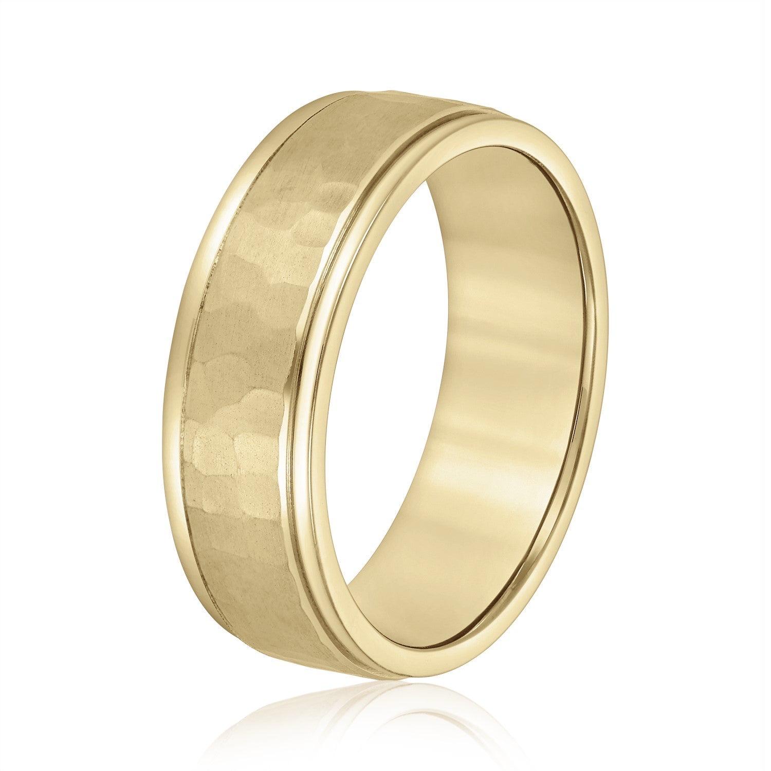 Men's Hammered Center Wedding Band