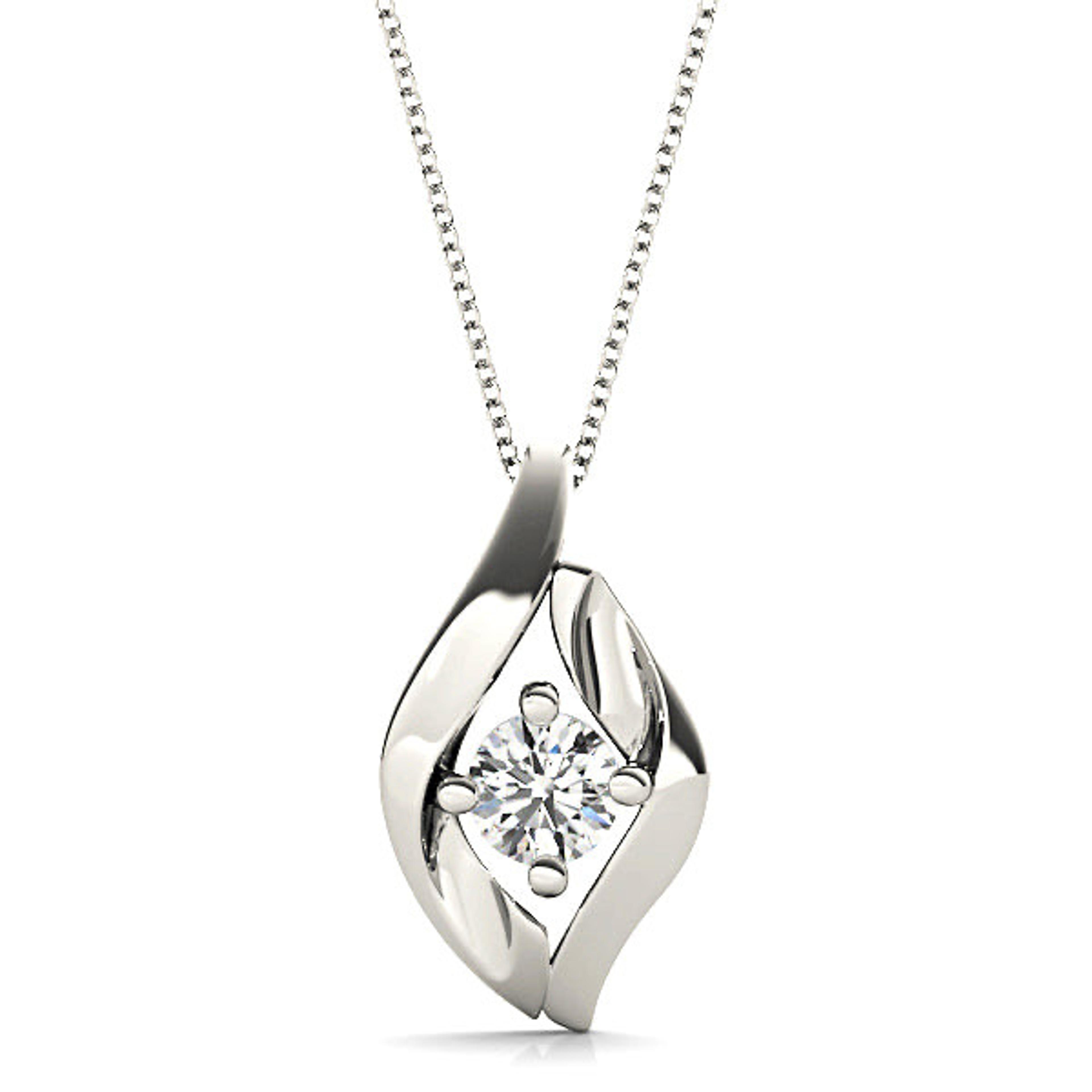 Four Prong Round Diamond Solitaire Necklace Pendant-VIRABYANI