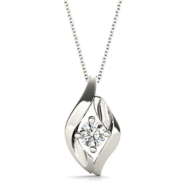 Four Prong Round Diamond Solitaire Necklace Pendant-VIRABYANI