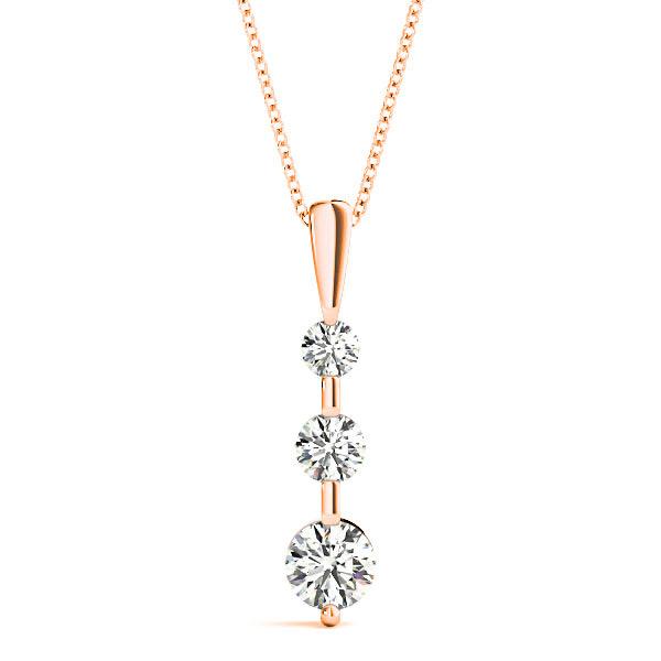 Bar Set 0.50 ctw Graduated Diamond Three Stone Necklace Pendant-VIRABYANI