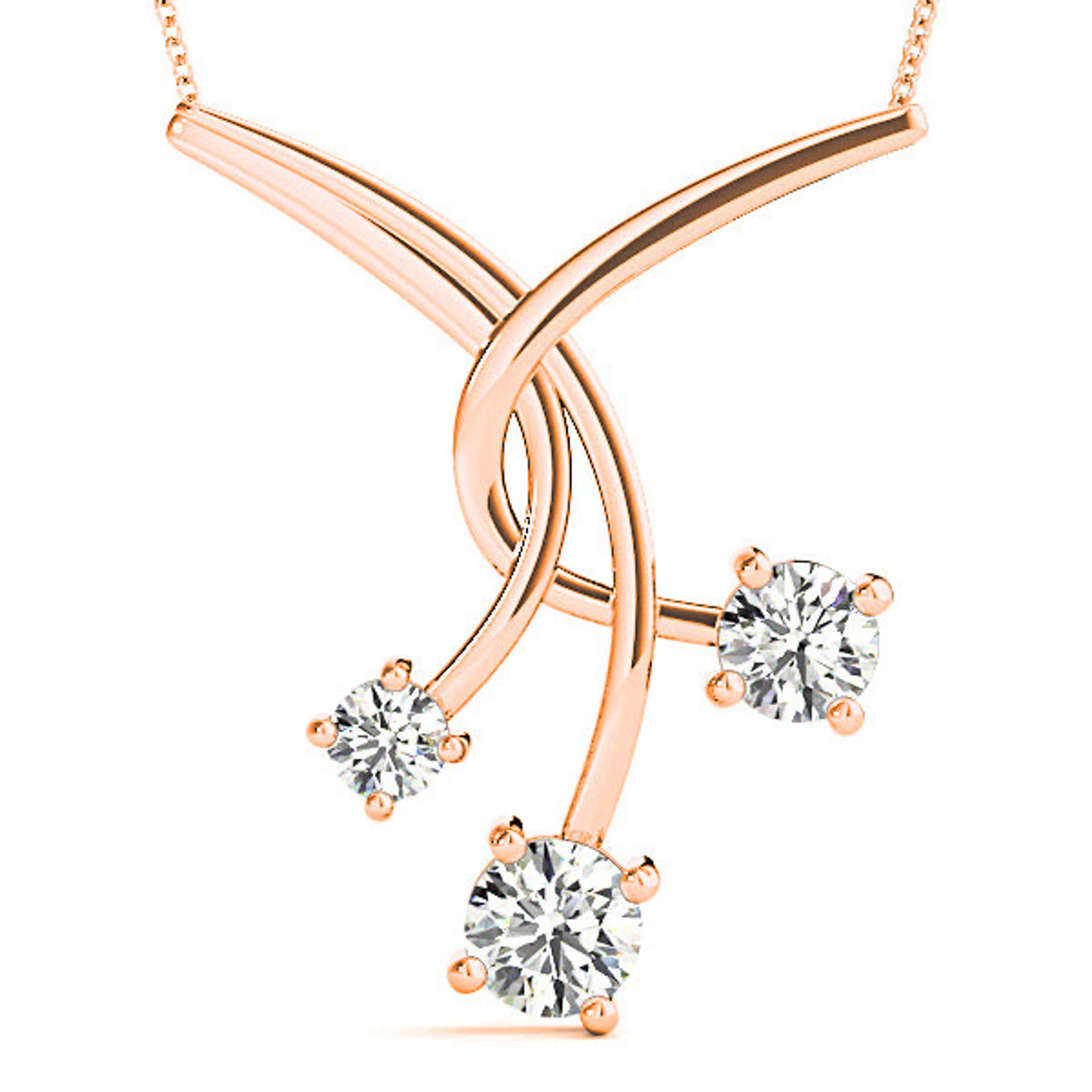 1.00 ctw Graduated Diamond Three Stone Necklace Pendant-VIRABYANI