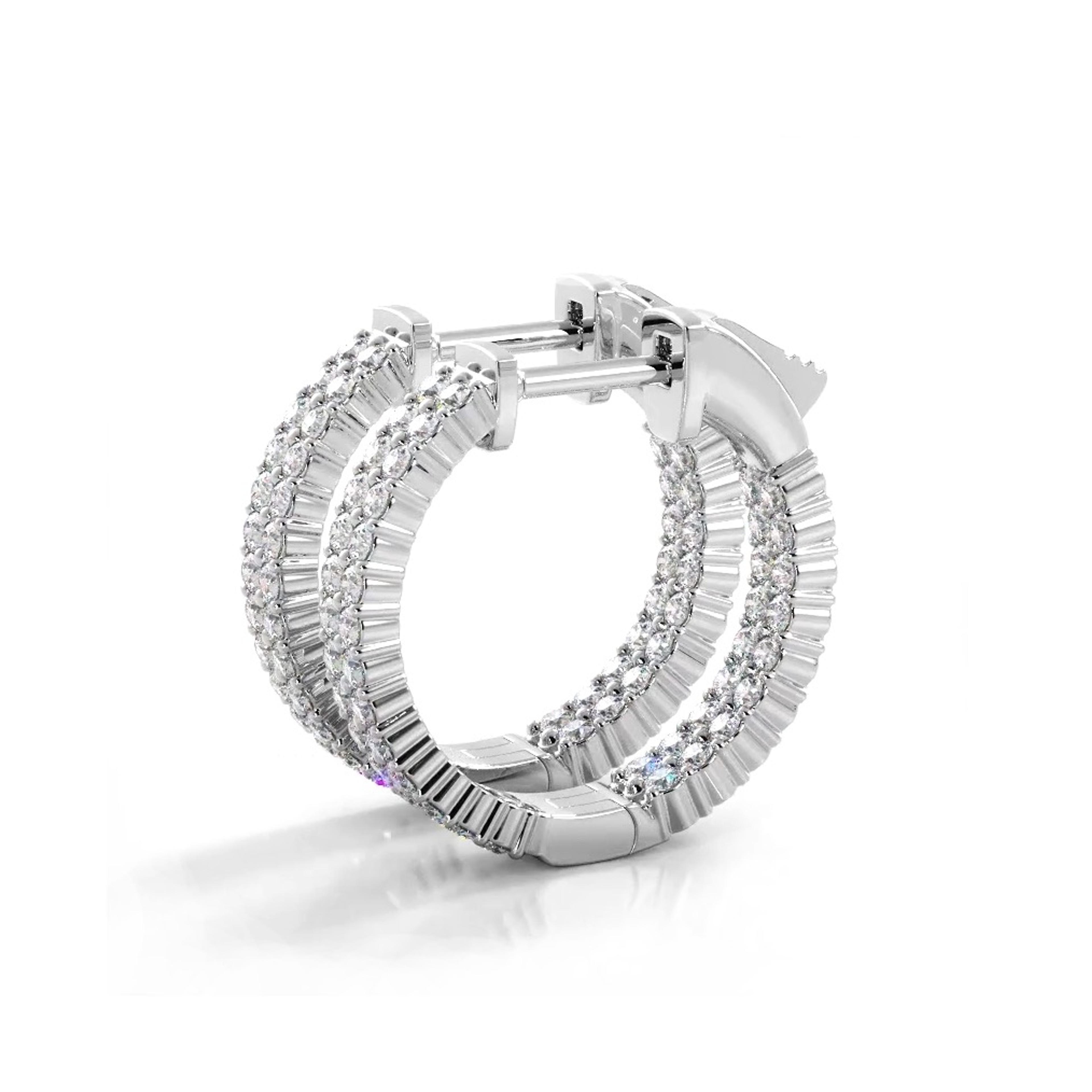 1.20 ctw. Double Row Inside Out Diamond Petite Hoop Earrings