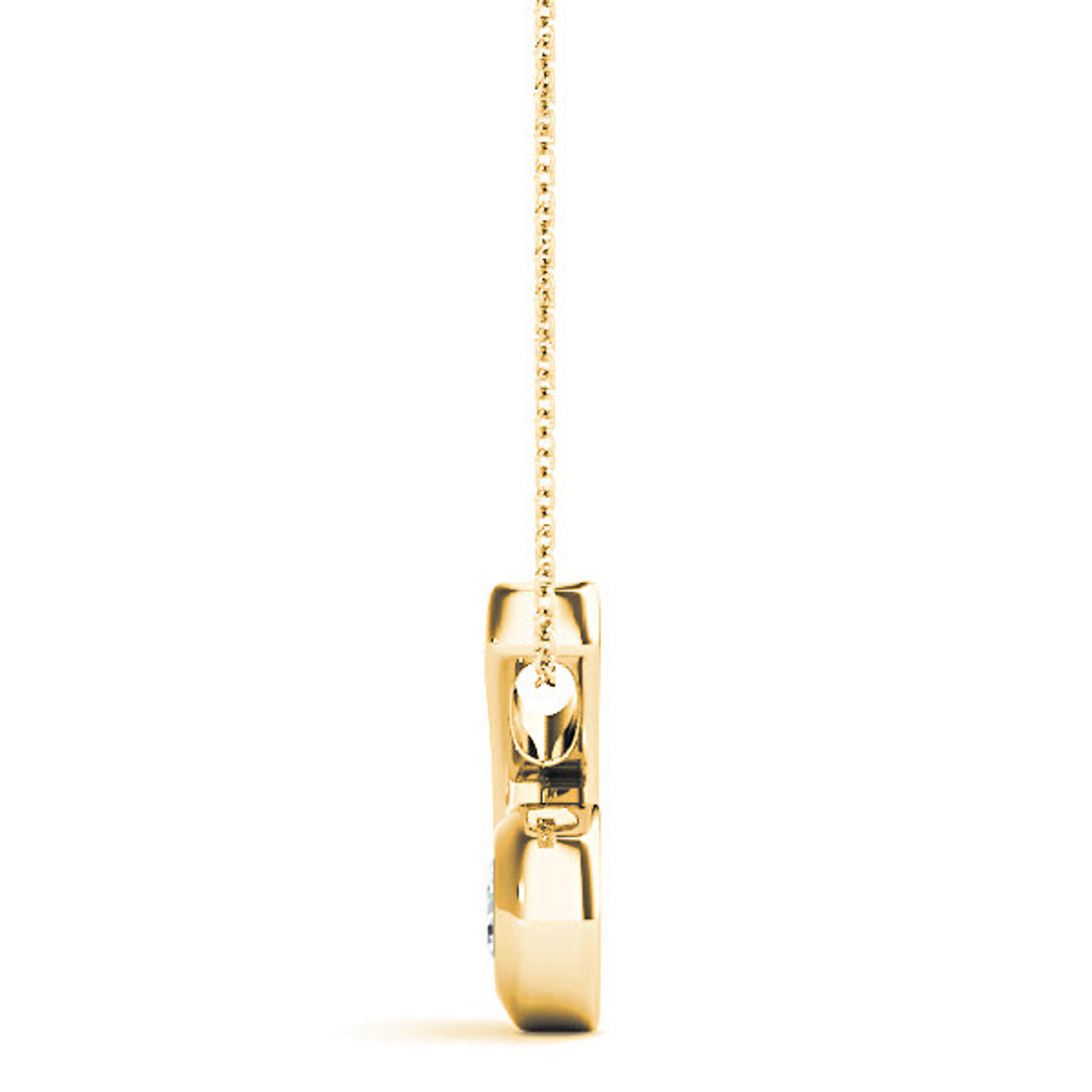 Twisted Bezel Set Round Diamond Solitaire Necklace Pendant-VIRABYANI