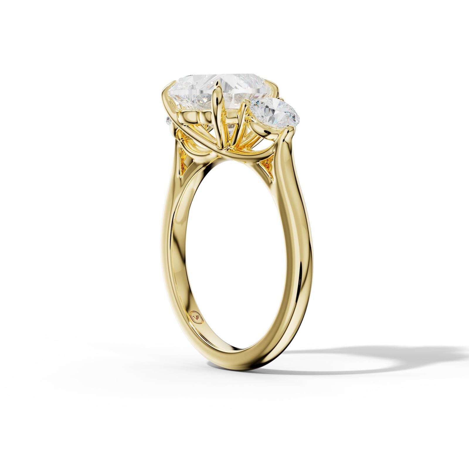 Elsa Heart Center Round Side Diamond Engagement Ring