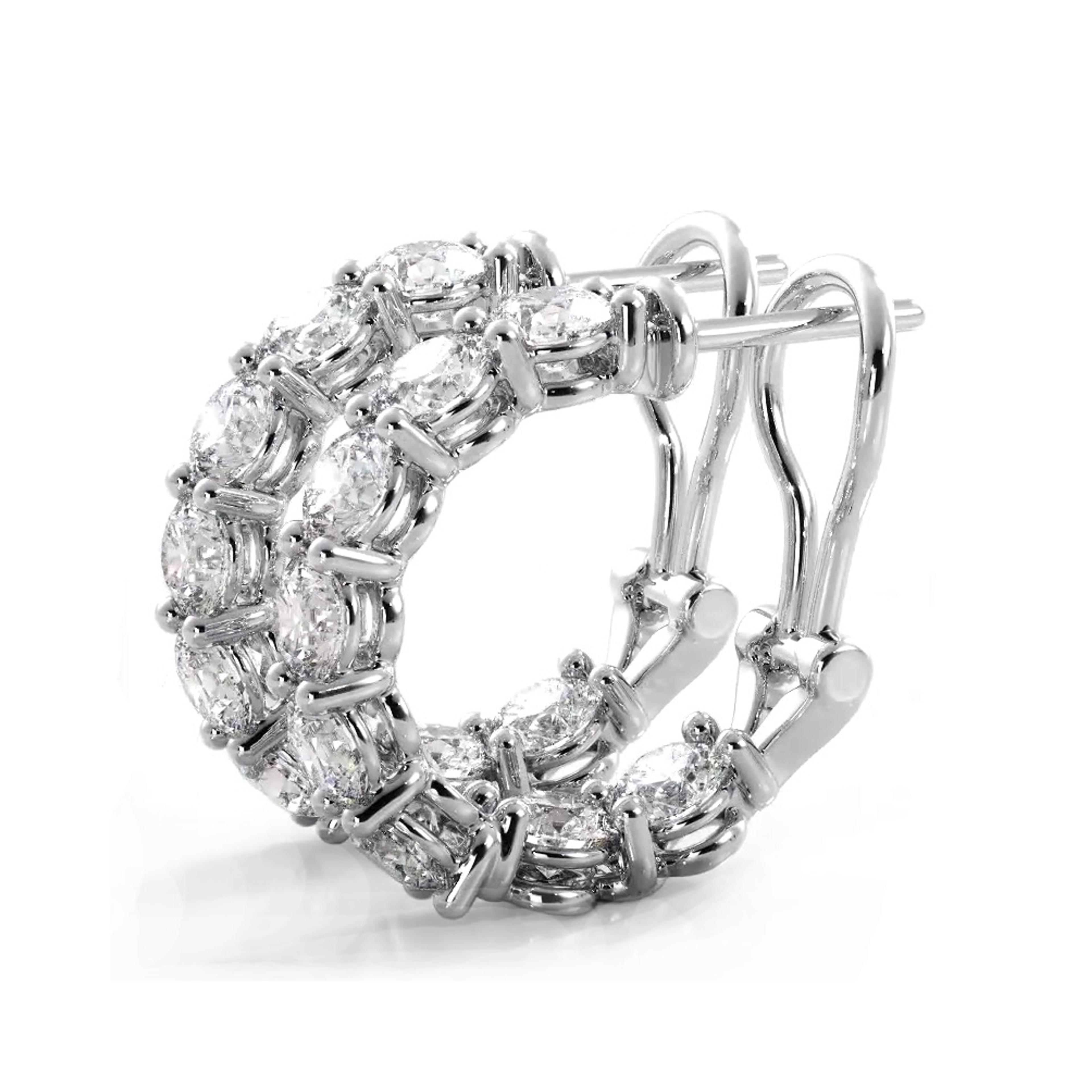 3.0 ctw. Diamond Hoop Earrings With Open Omega Backs