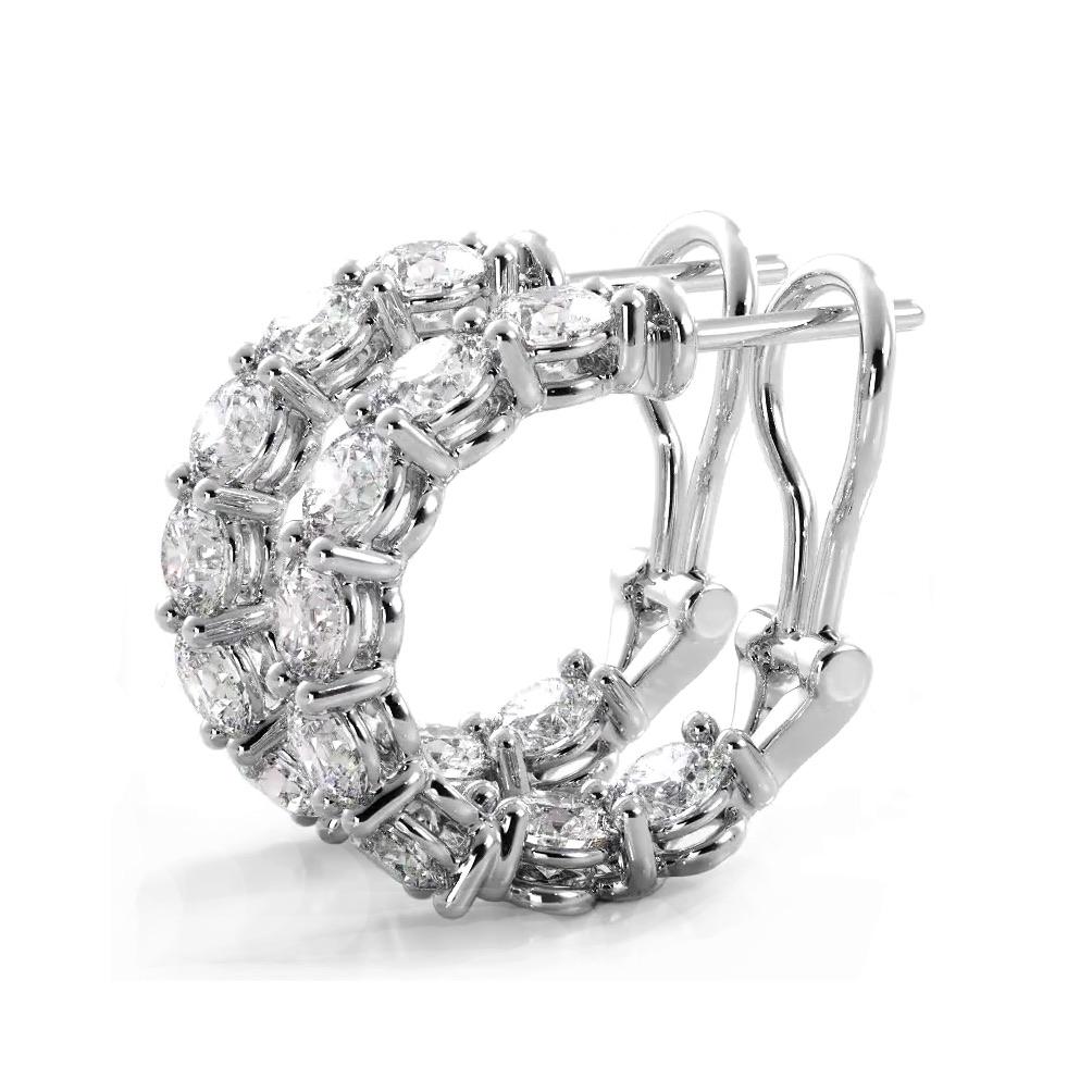 3.0 ctw. Diamond Hoop Earrings With Open Omega Backs