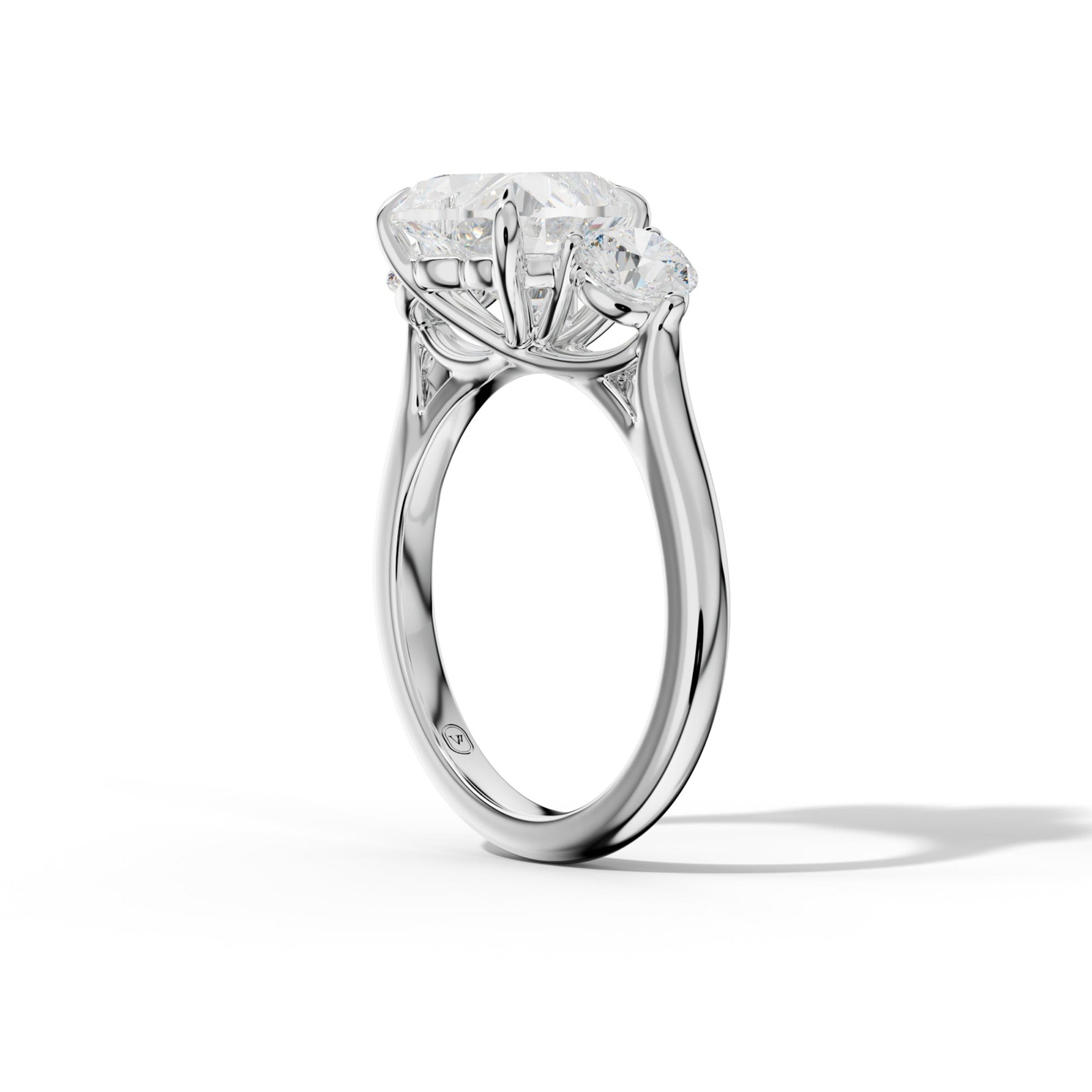 Elsa Heart Center Round Side Diamond  Engagement Ring