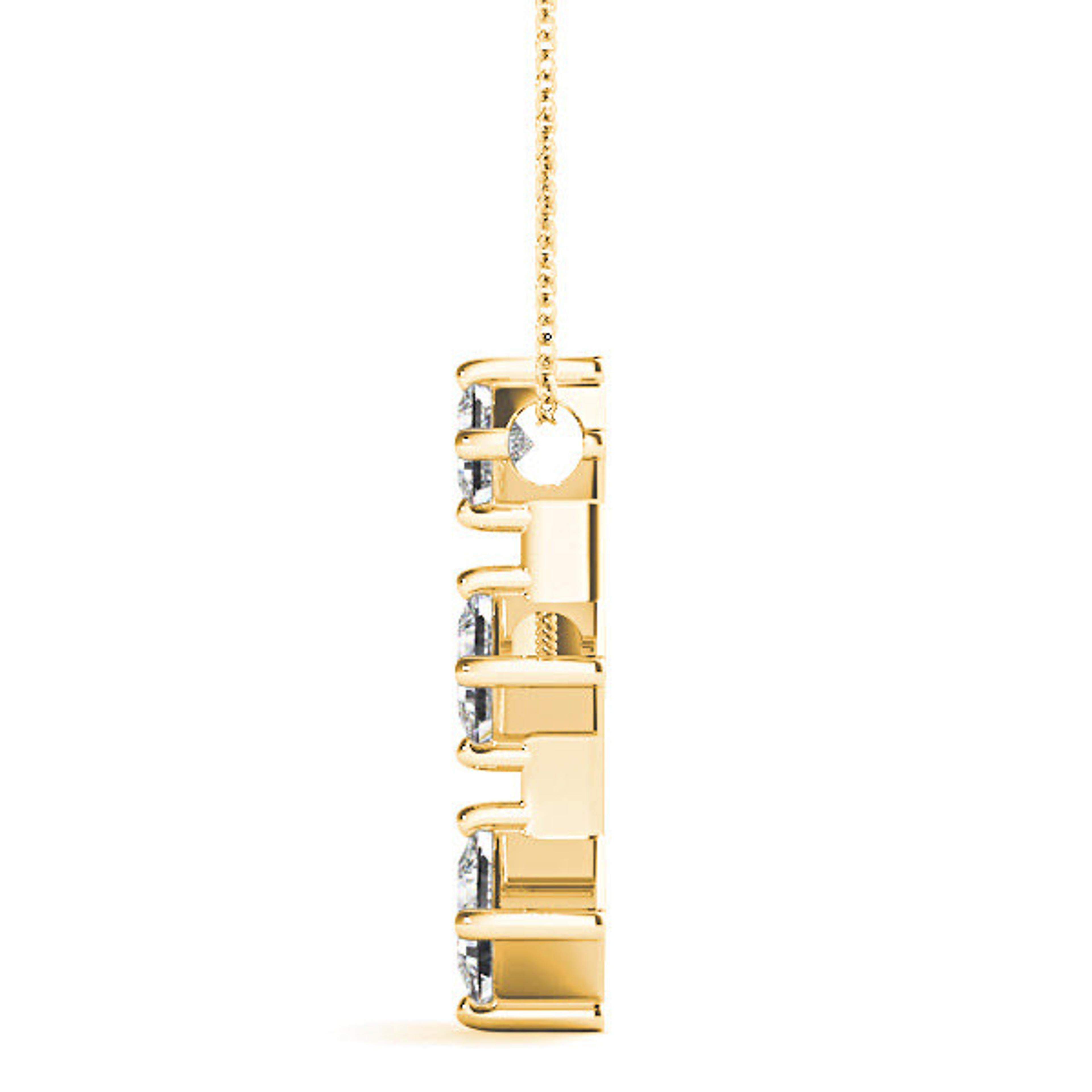 0.50 ctw Graduated Princess Cut Diamond Three Stone Necklace Pendant-VIRABYANI