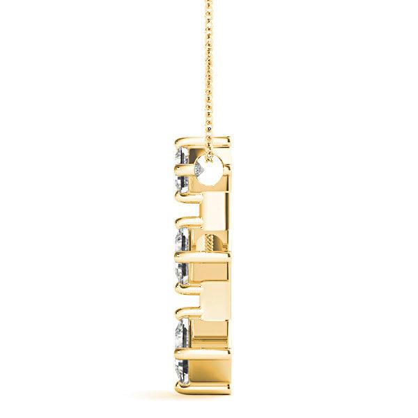 0.50 ctw Graduated Princess Cut Diamond Three Stone Necklace Pendant-VIRABYANI