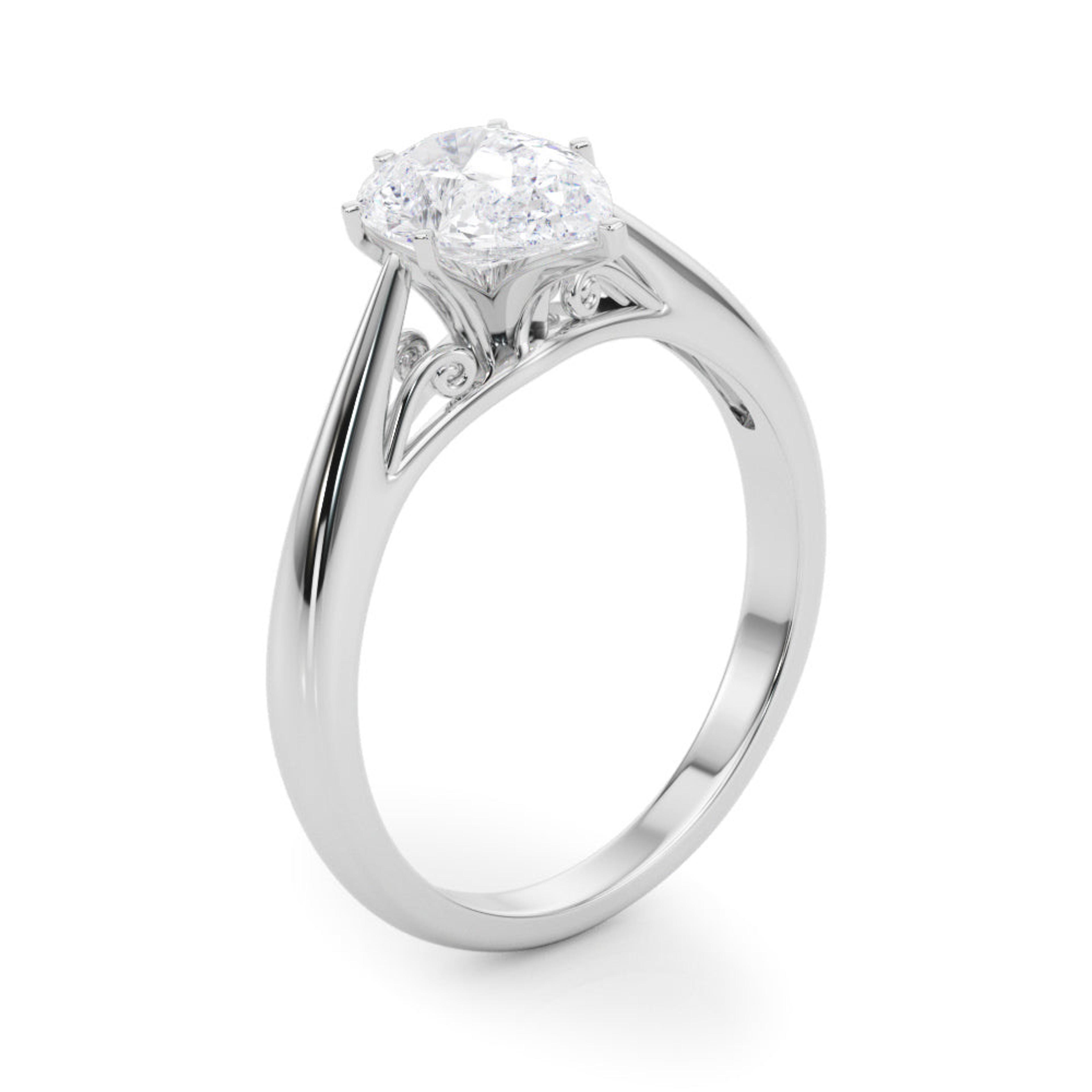 Katerina Pear Lab Grown Diamond Solitaire Engagement Ring IGI Certified