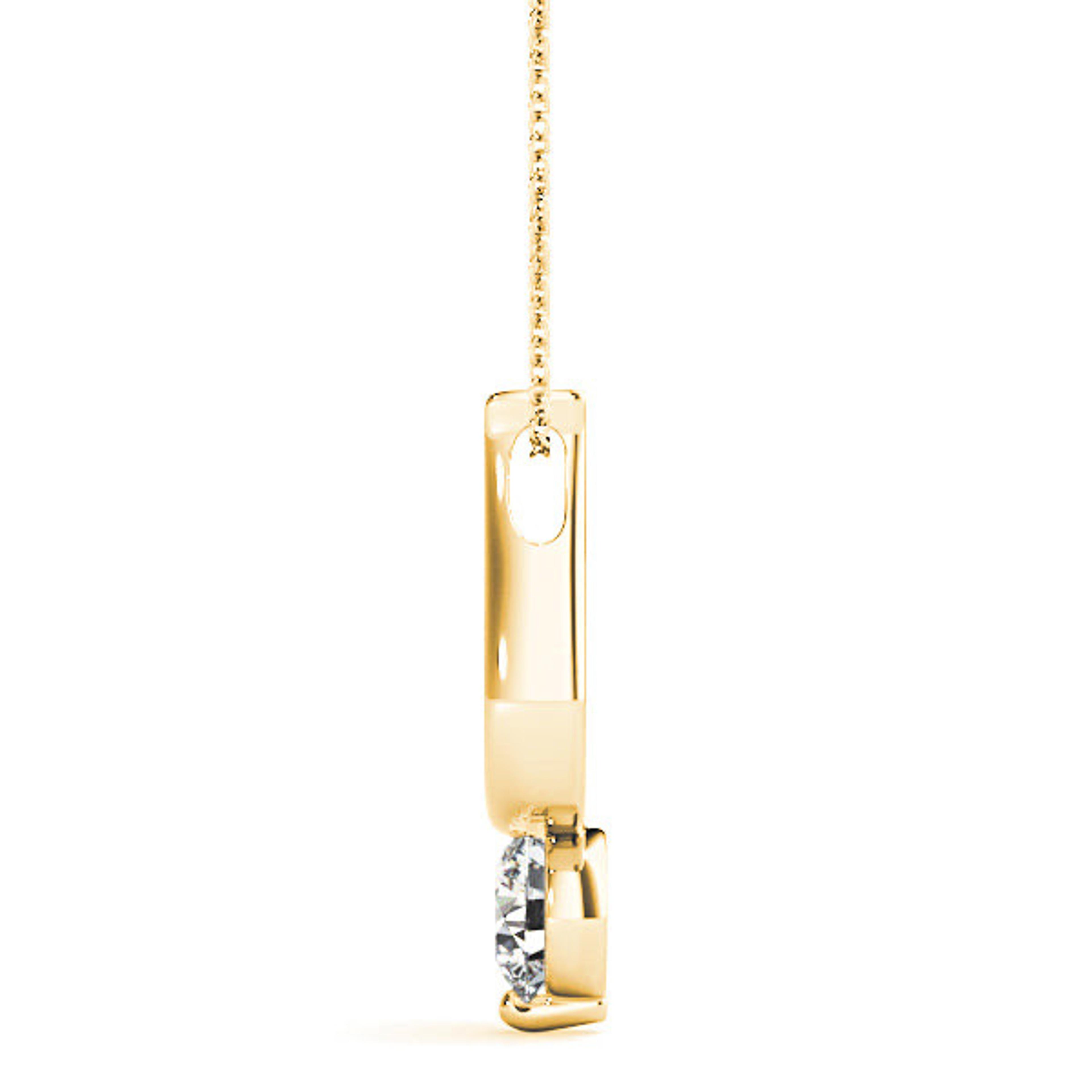 Single Prong Round Diamond Solitaire Necklace Pendant-VIRABYANI