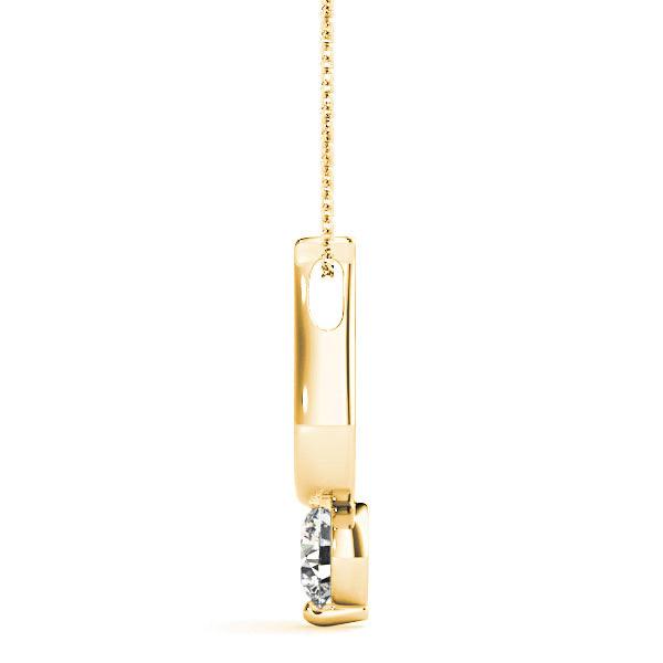 Single Prong Round Diamond Solitaire Necklace Pendant-VIRABYANI