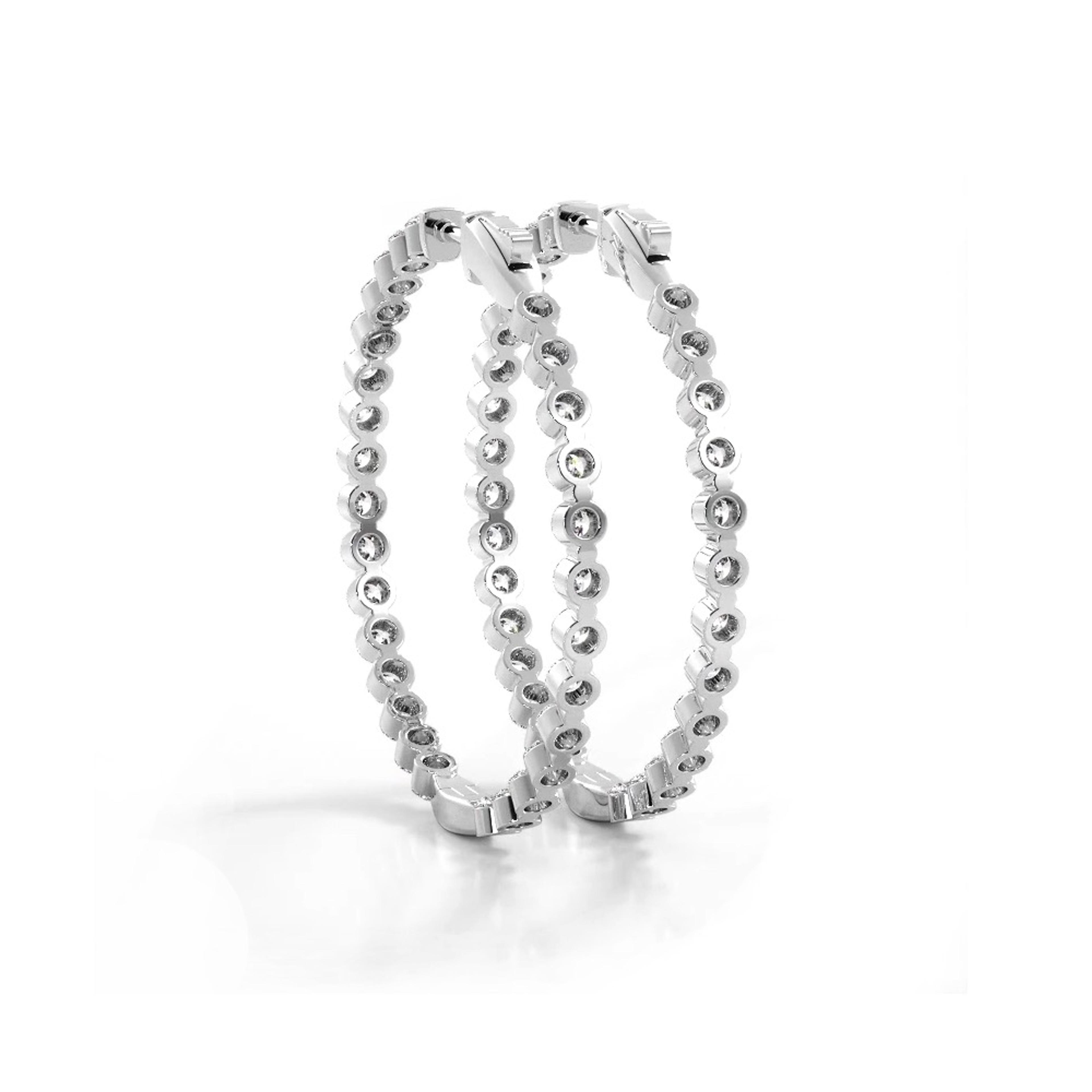 2.5 ct. Floating Diamond Large Hoop Earrings