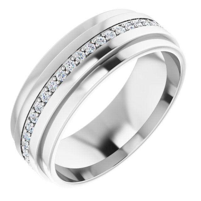 Round Diamond Men's Double Edge Eternity Band