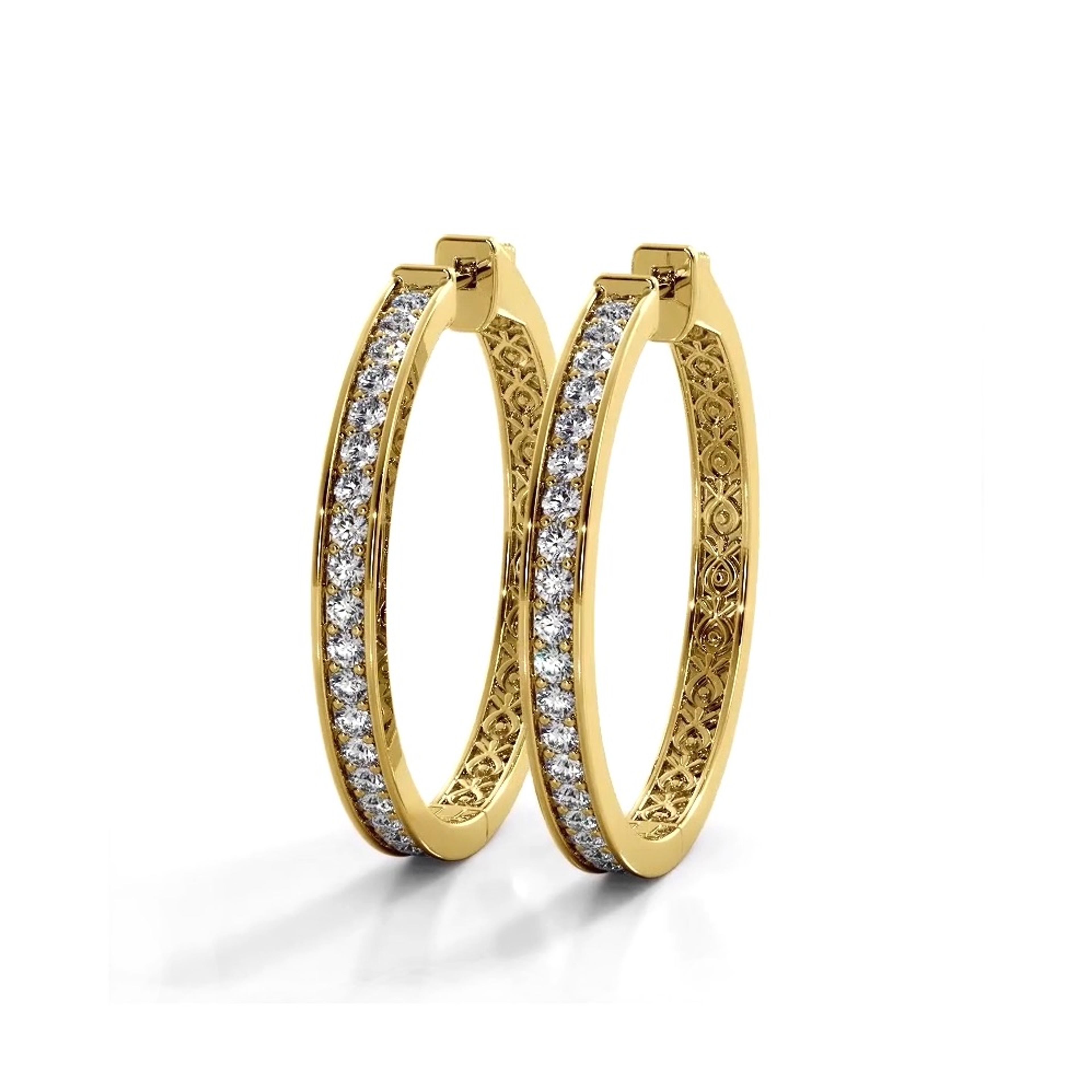 1.32 ctw. Round Diamond Medium Hoop Earrings