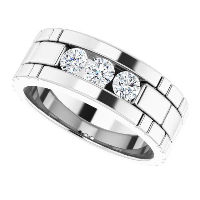 0.66 ctw Channel Set Round Diamond Men's Ring Watch Link Style