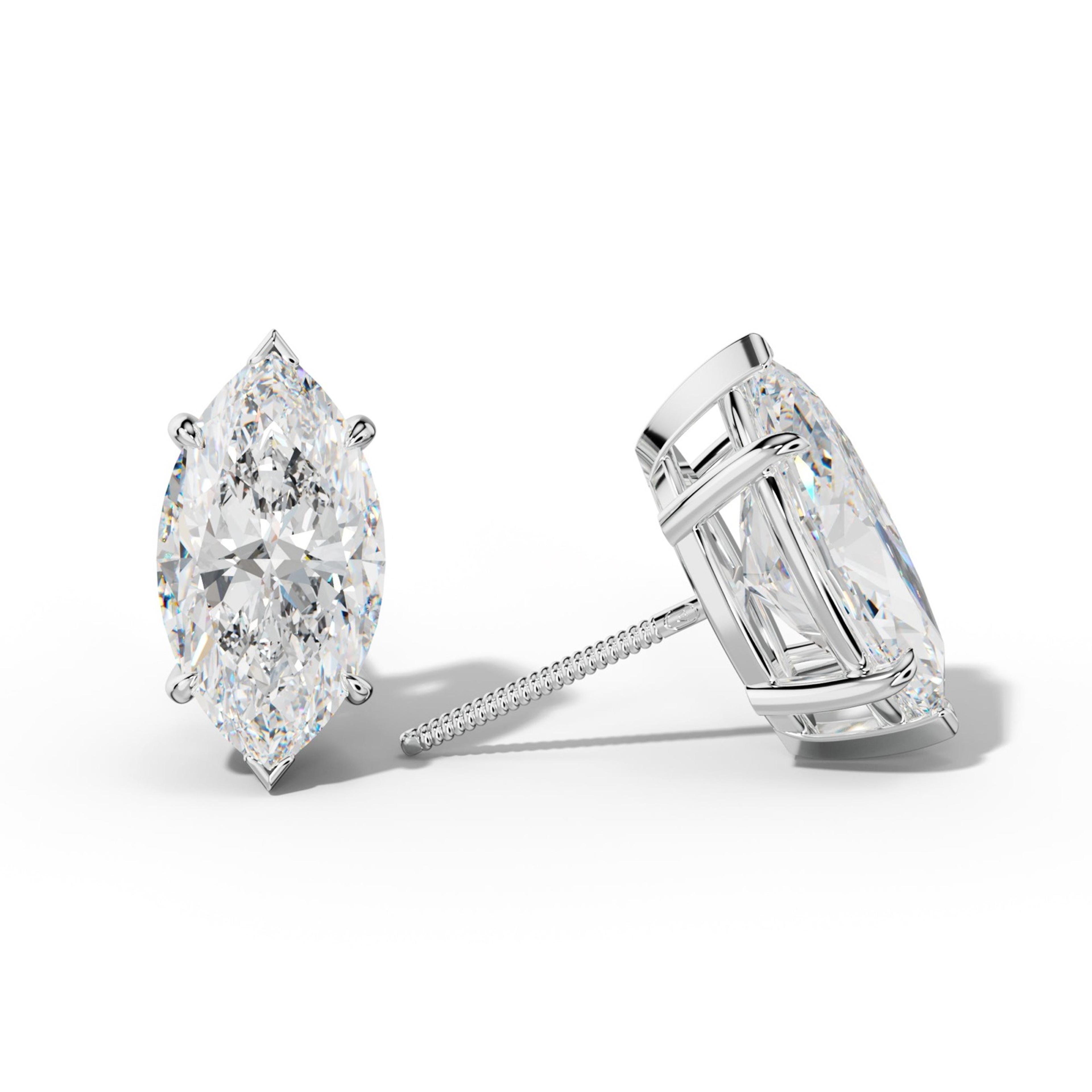 Marquise Diamond Stud Earrings With V Prong Setting