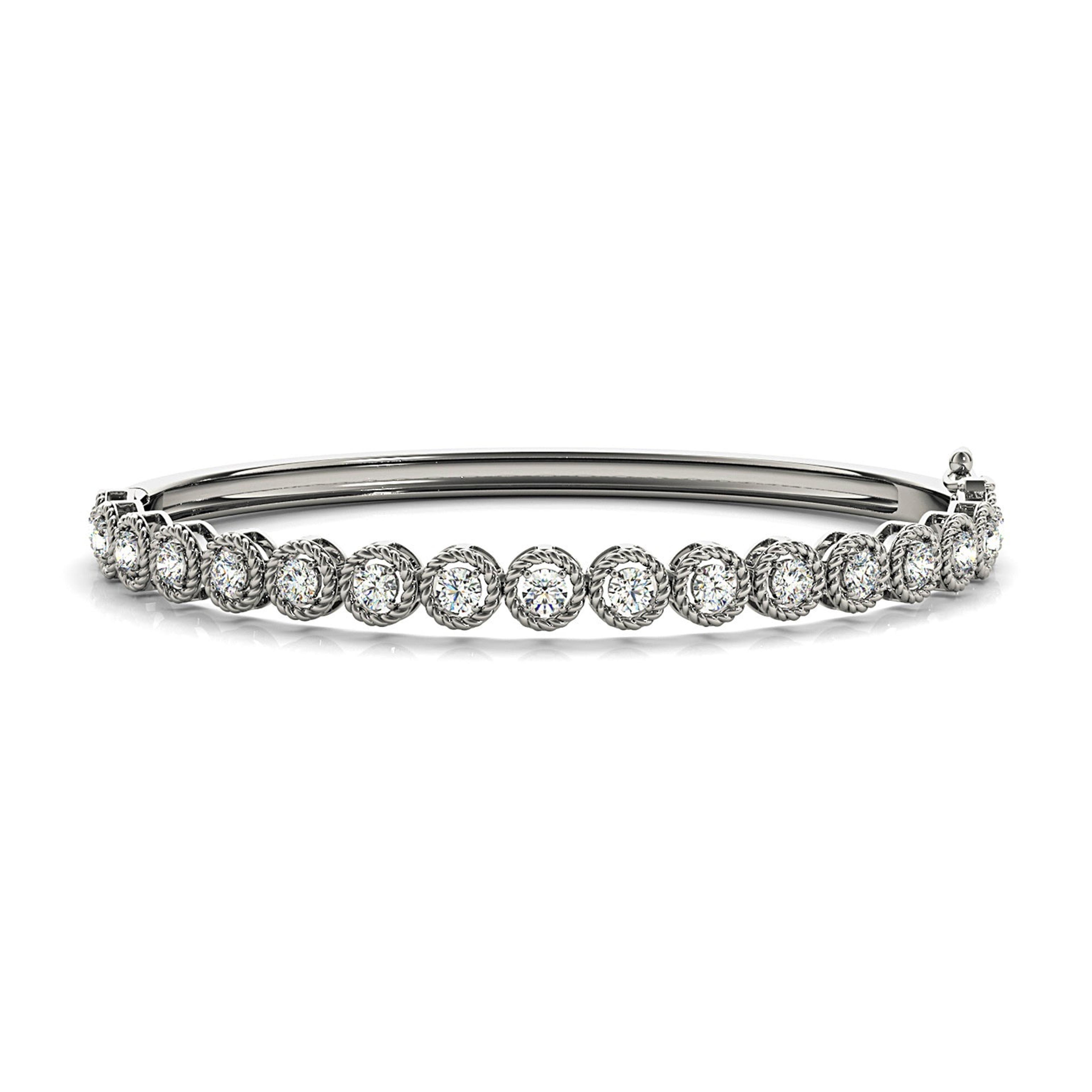 Filigree Halo 1.75 ctw Diamond Bangle Bracelet-VIRABYANI