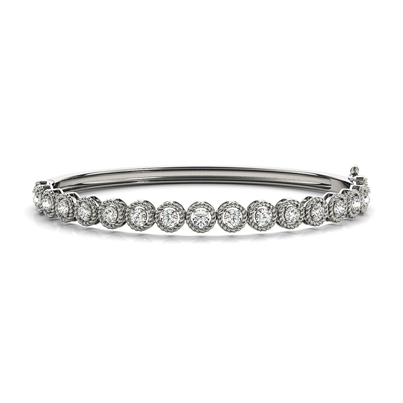 Filigree Halo 1.75 ctw Diamond Bangle Bracelet-VIRABYANI