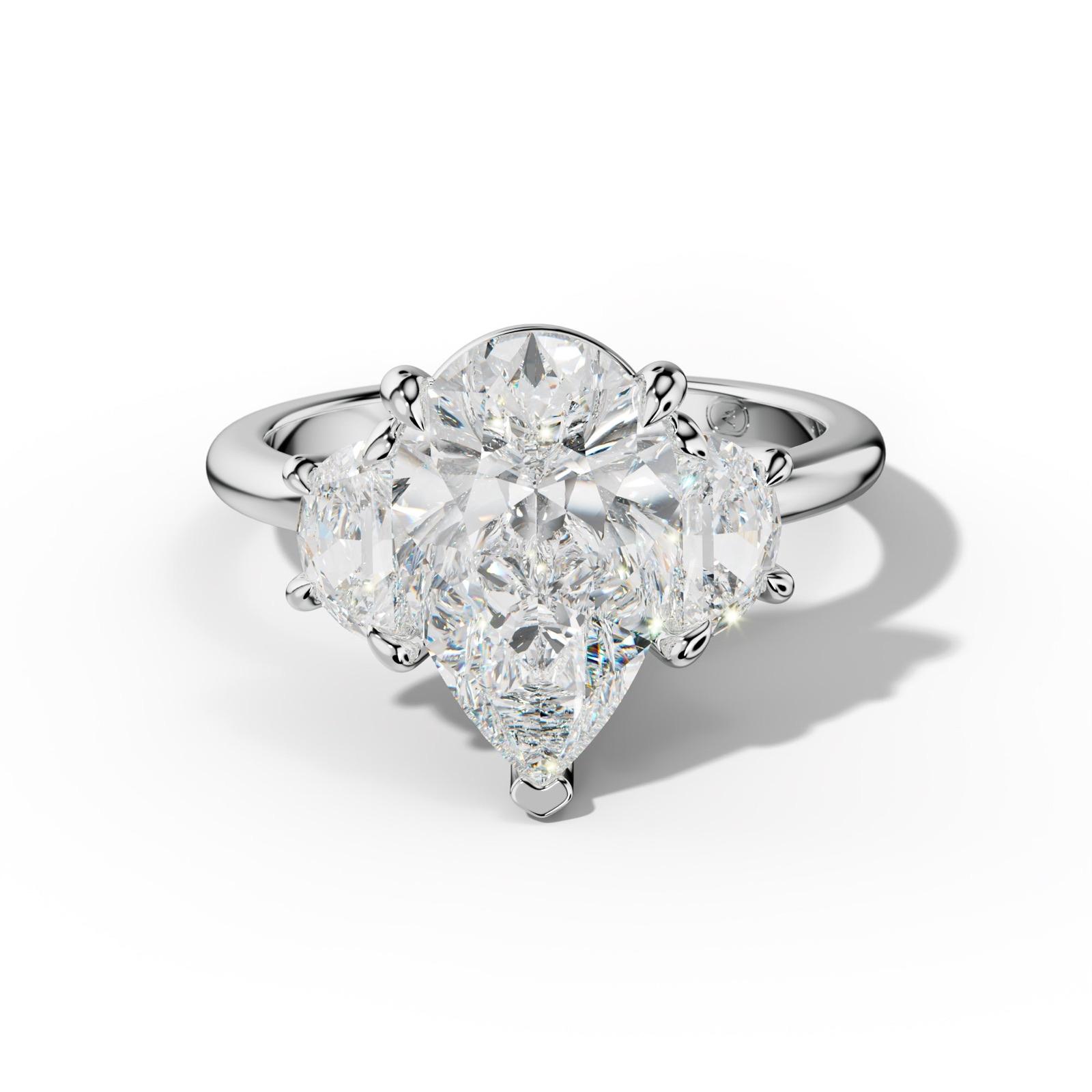 Itzel Pear Shape With Half Moon Side Diamond Engagement Ring