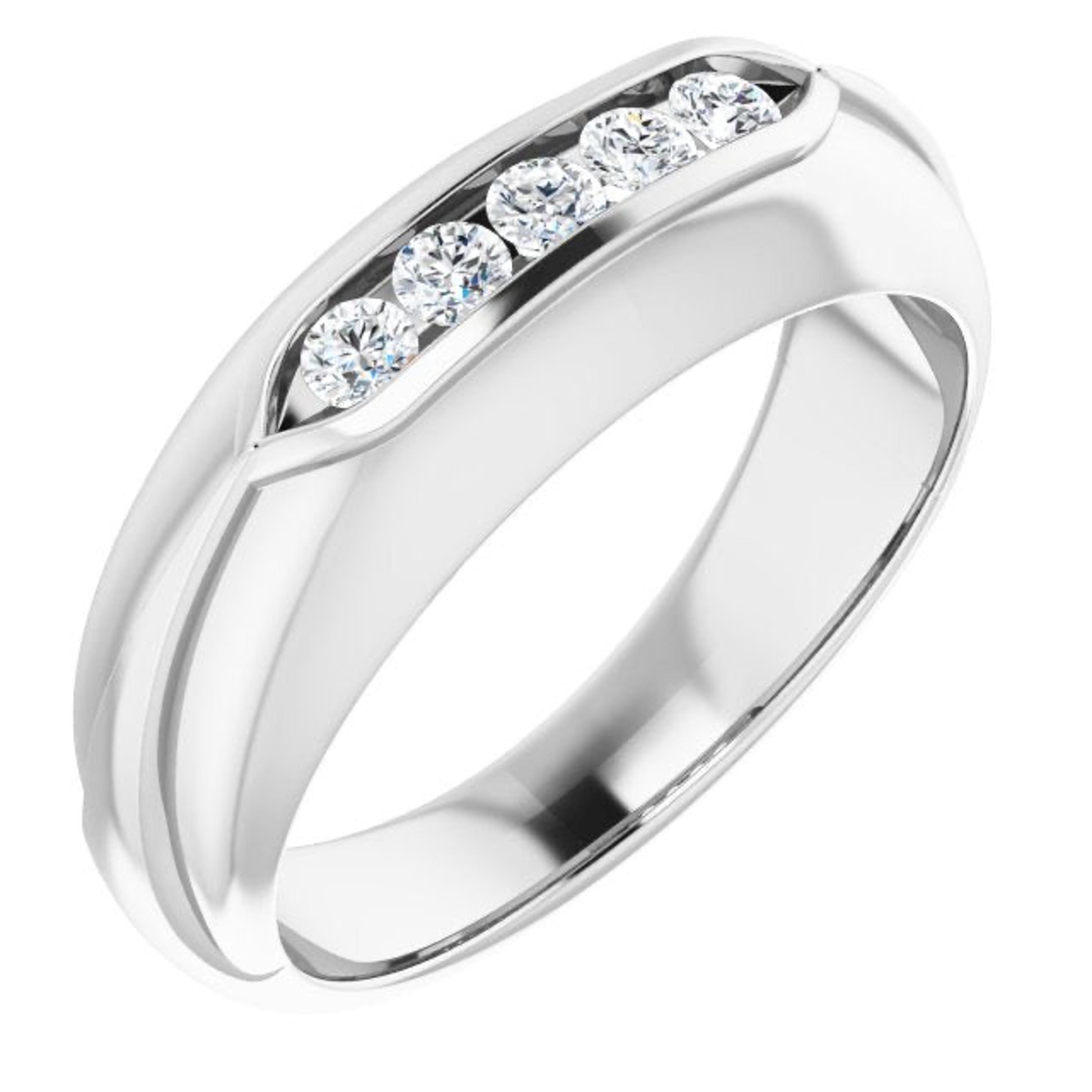 Dome Five Stone Channel Set Round Diamond Men's Ring