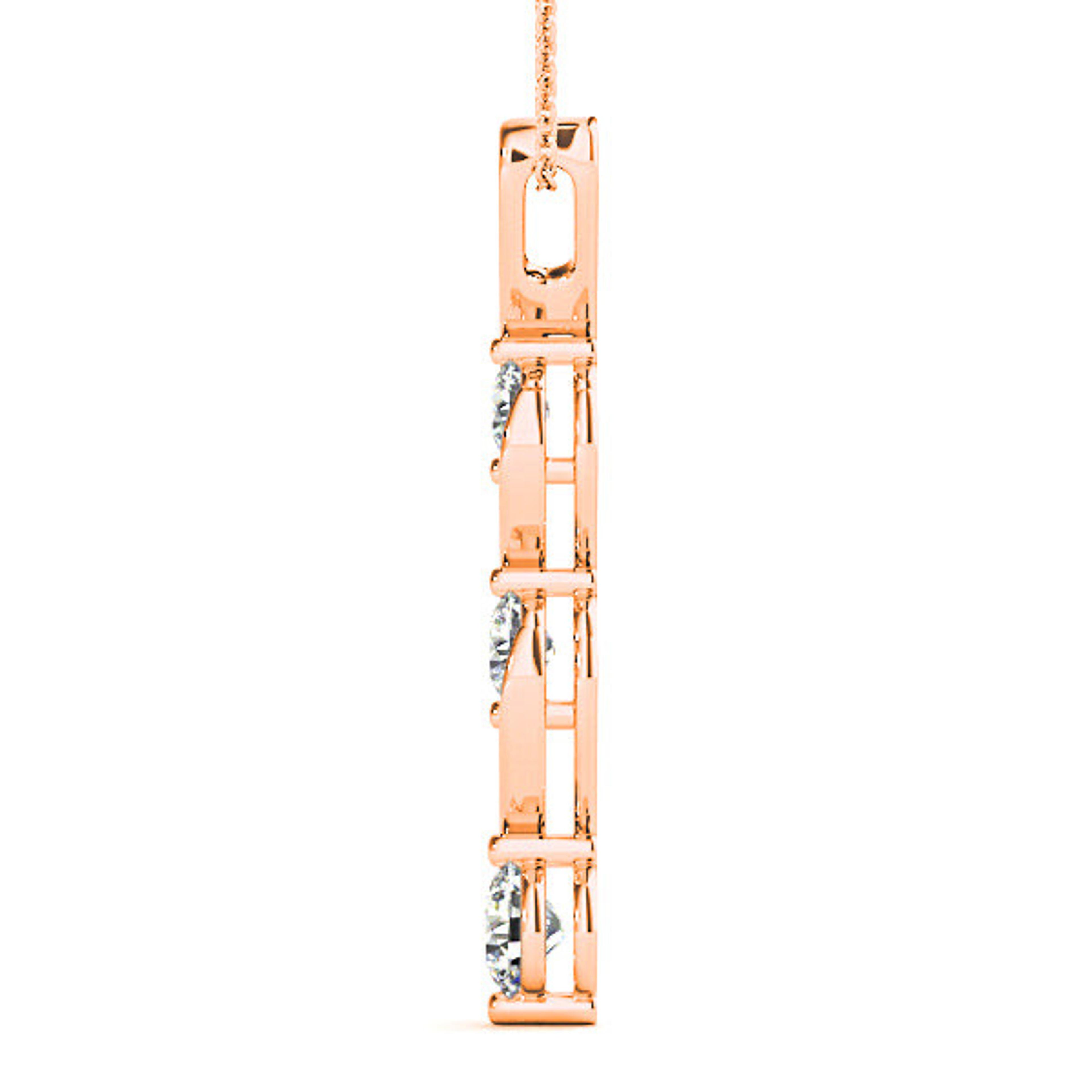 0.50 ctw Graduated Diamond Three Stone Necklace Pendant-VIRABYANI