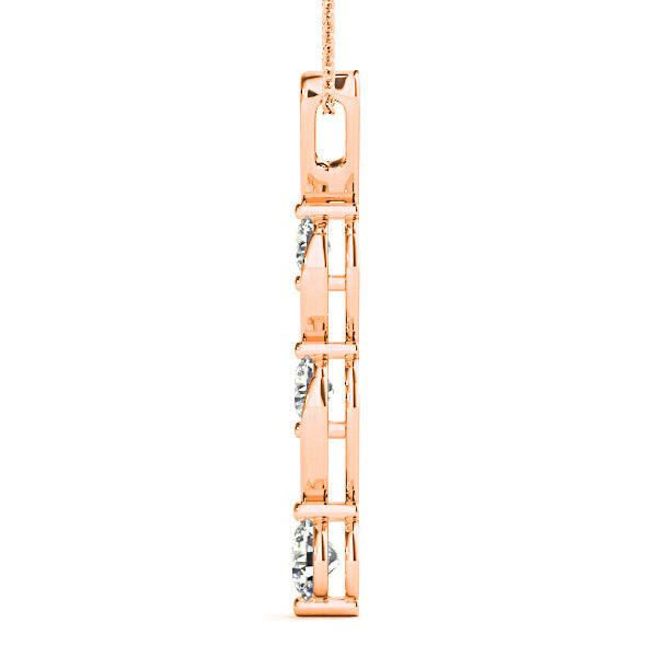 0.50 ctw Graduated Diamond Three Stone Necklace Pendant-VIRABYANI