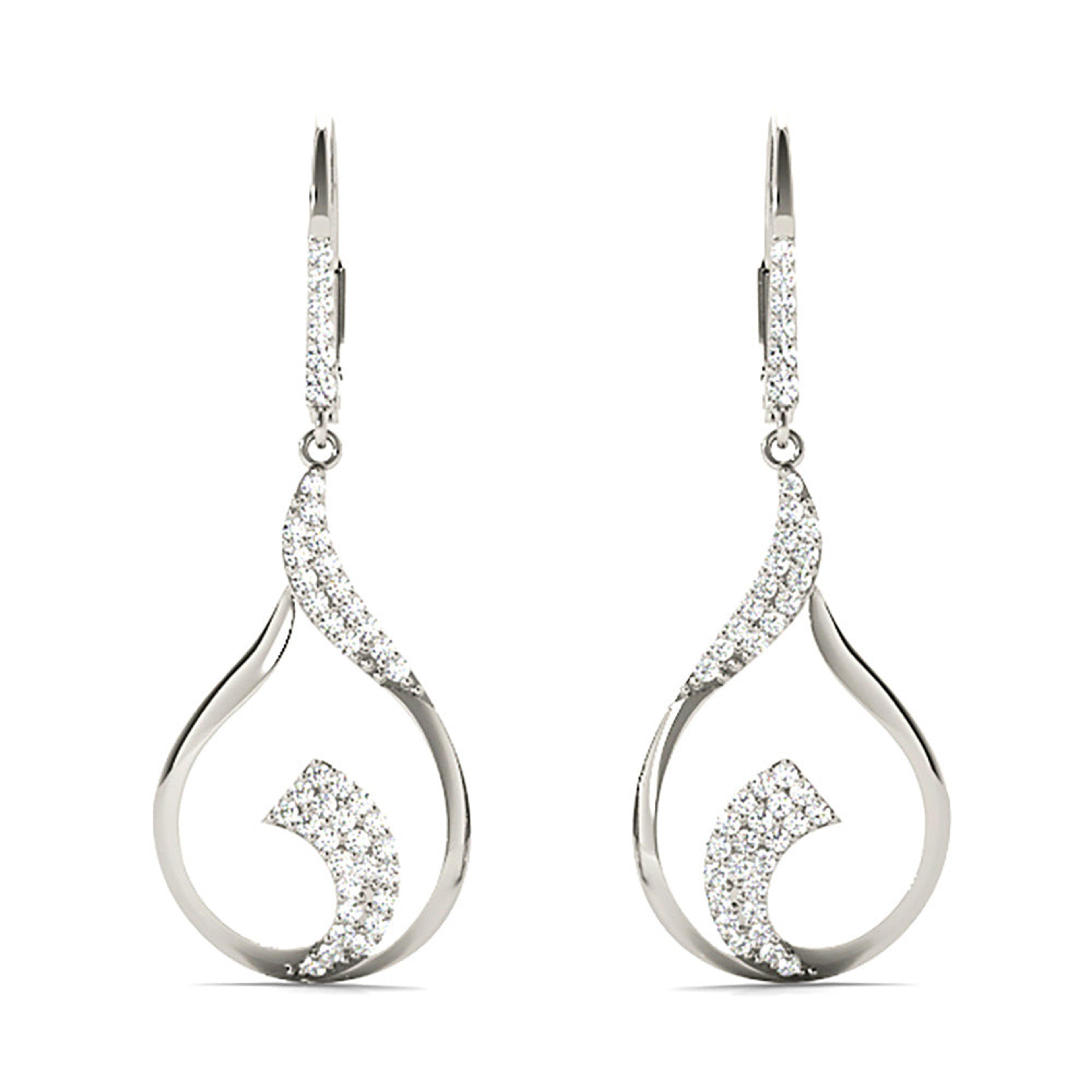 0.45 ctw Diamond Drop Earrings Modern Cocktail Style-VIRABYANI