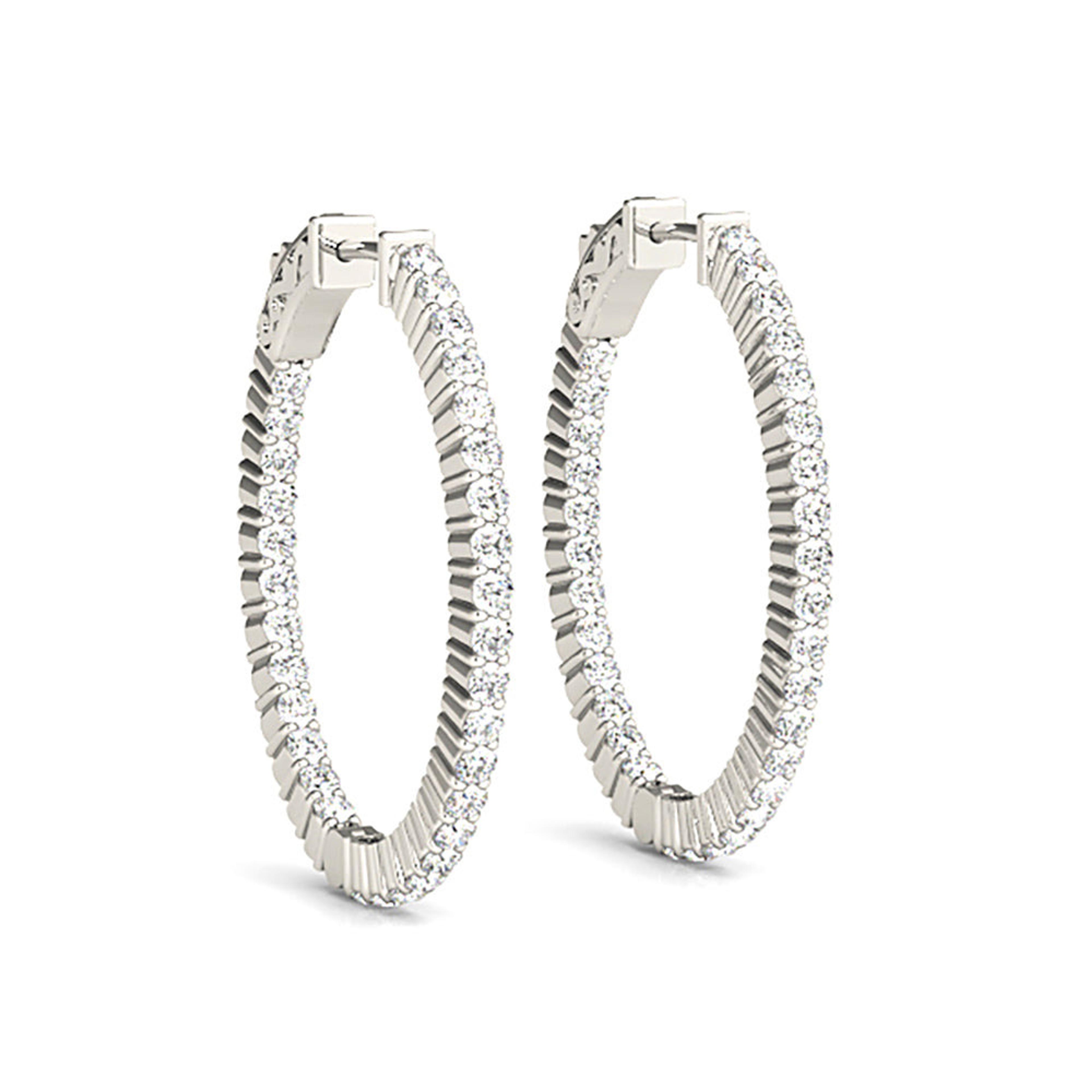 Classic Inside-Out 2.00 ctw Diamond Hoop Earrings Shared Prong