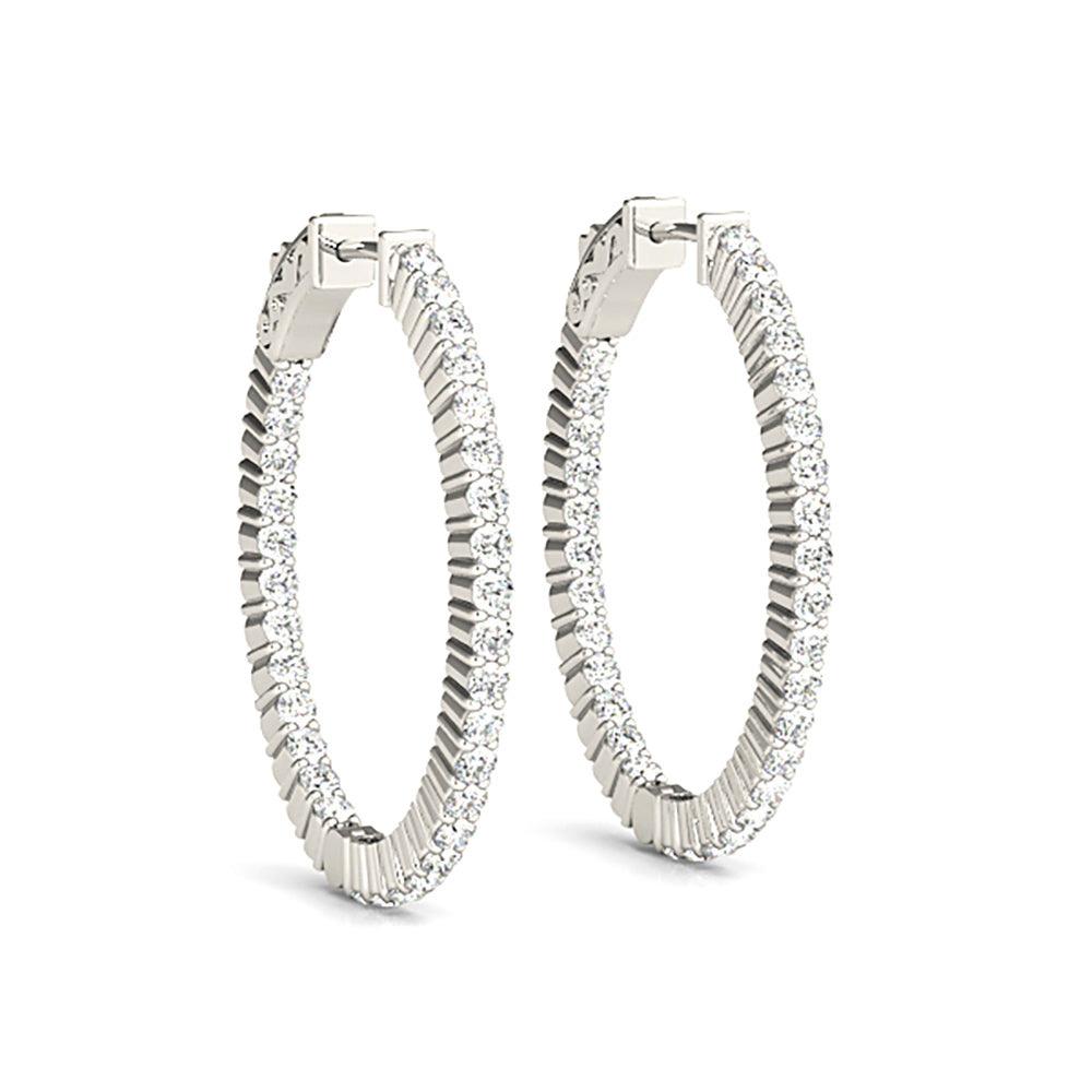 Classic Inside-Out 2.00 ctw Diamond Hoop Earrings Shared Prong