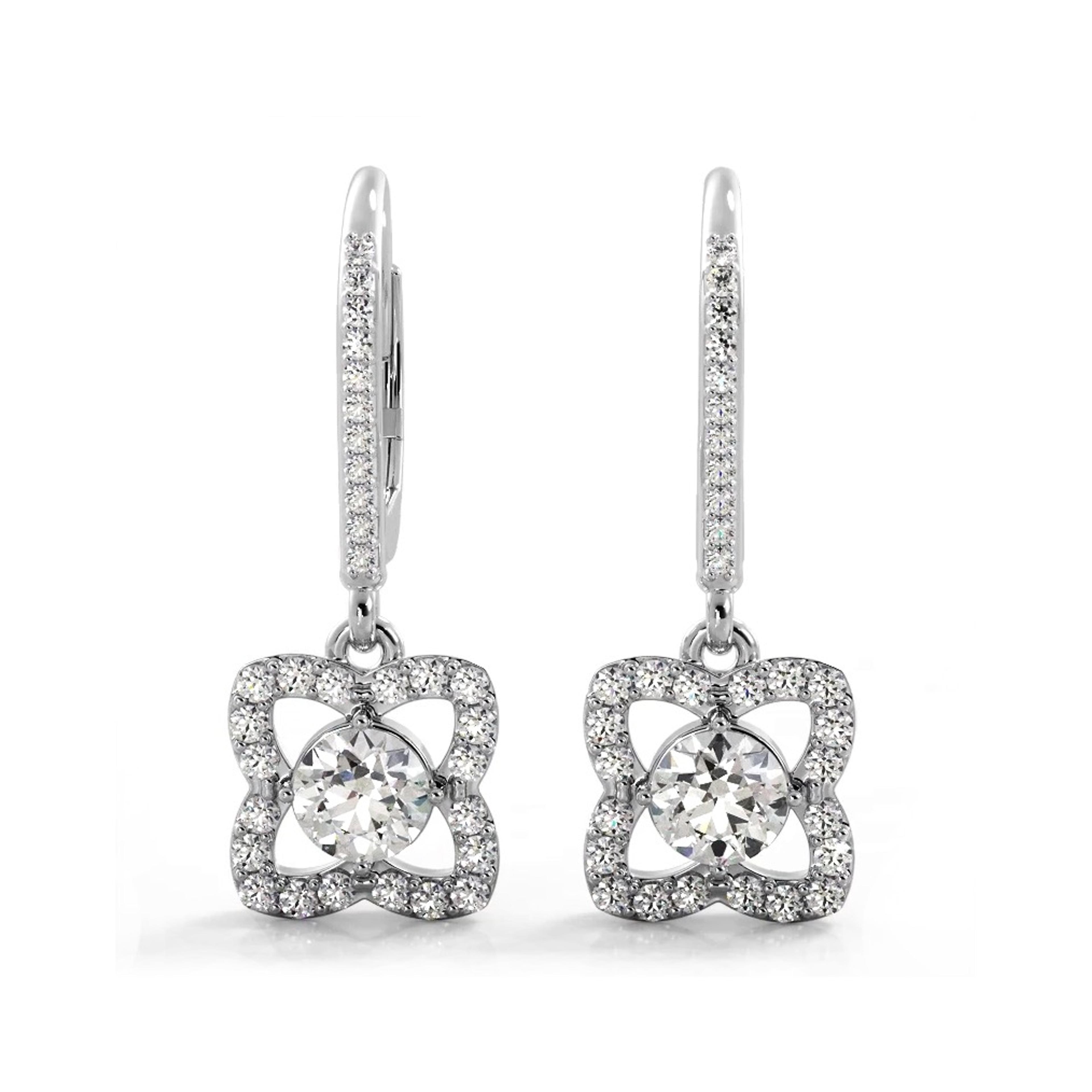 1.50 ctw. Blossom Diamond Drop Earrings Flower Drop Dangles