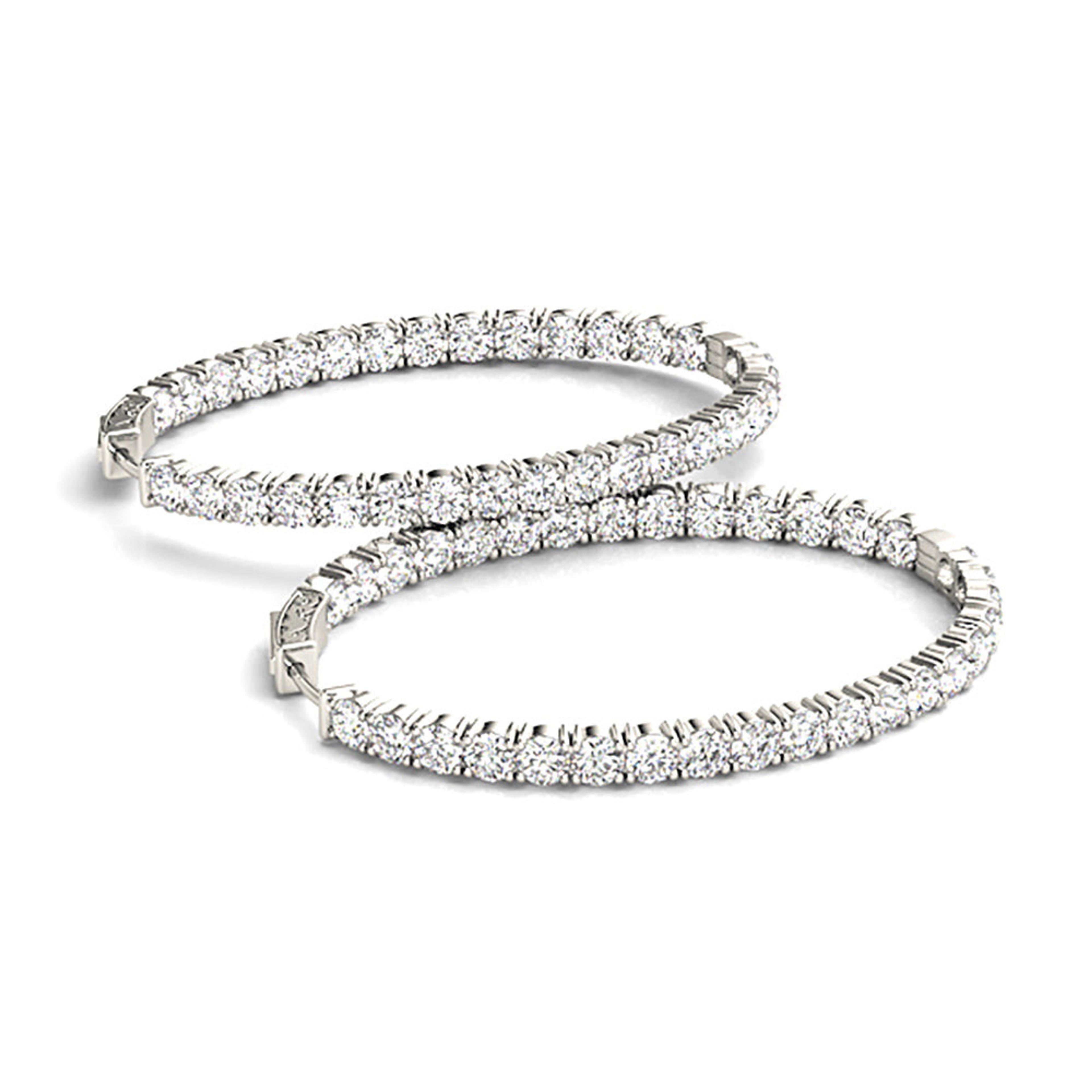 Classic 6.00 ctw Diamond Hoop Earrings Inside-Out Modern Style