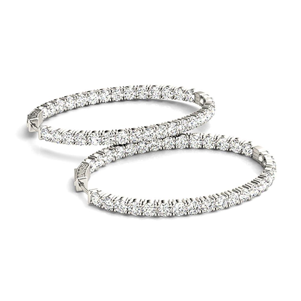 Classic 6.00 ctw Diamond Hoop Earrings Inside-Out Modern Style