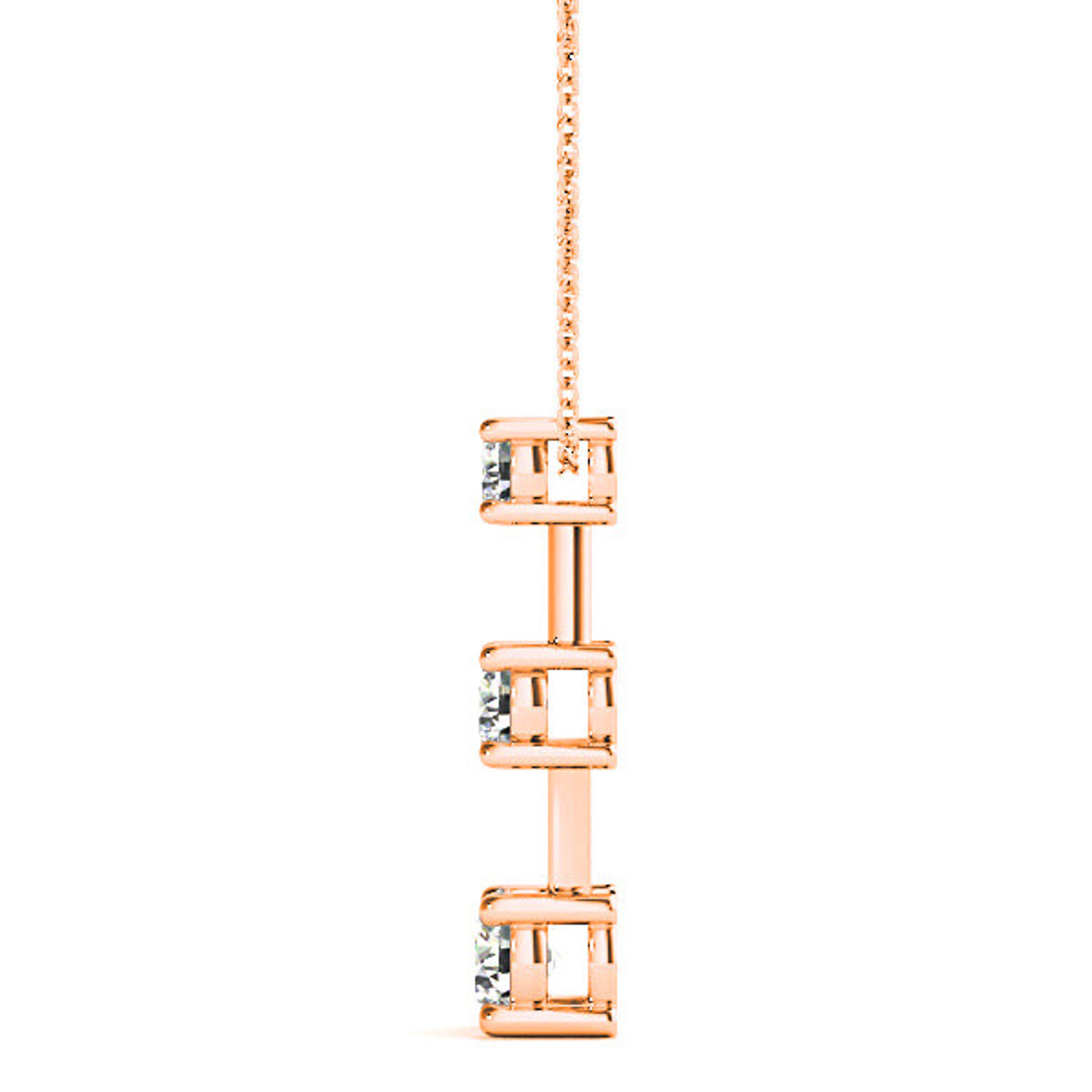 Graduated 1.00 ctw Diamond Three Stone Necklace Pendant-VIRABYANI