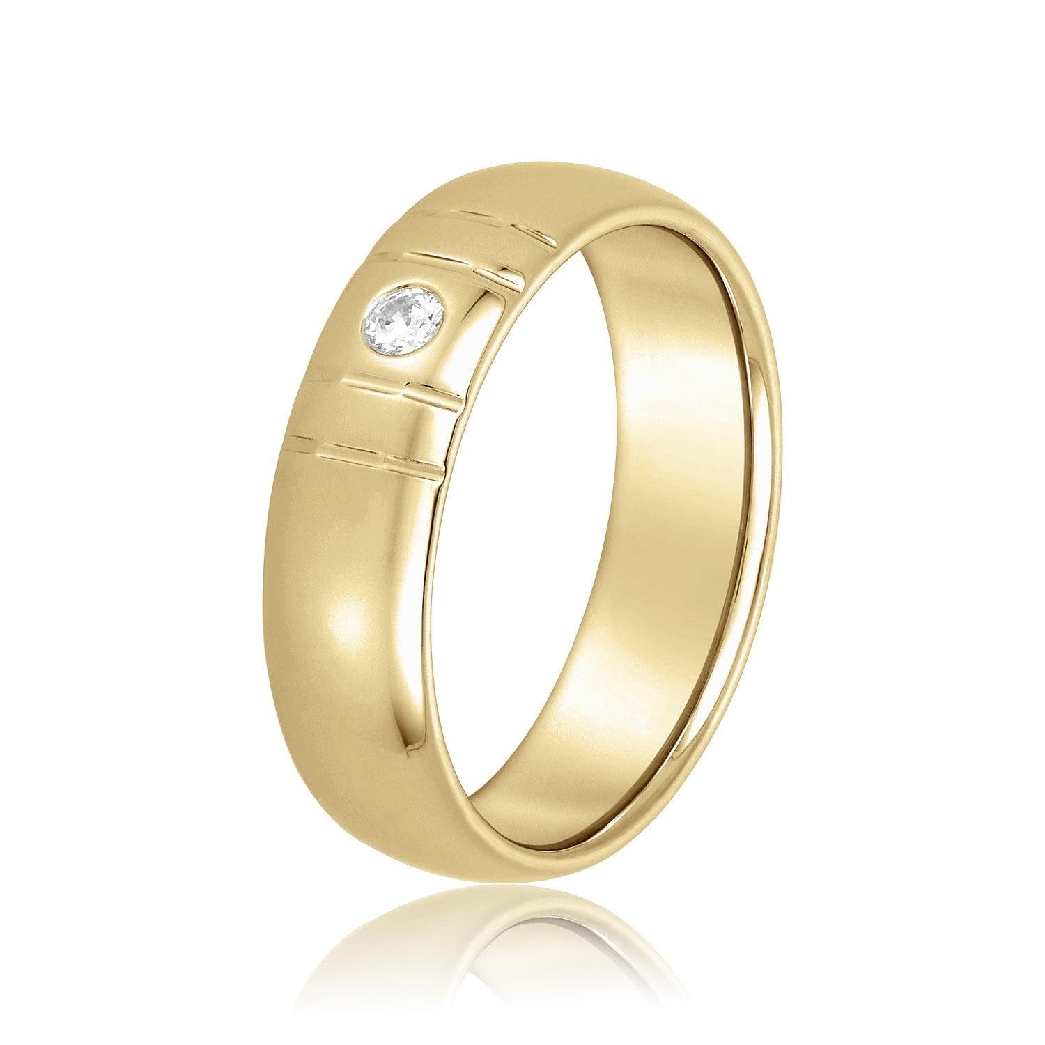 Bezel Set Single Diamond Men's Wedding Band