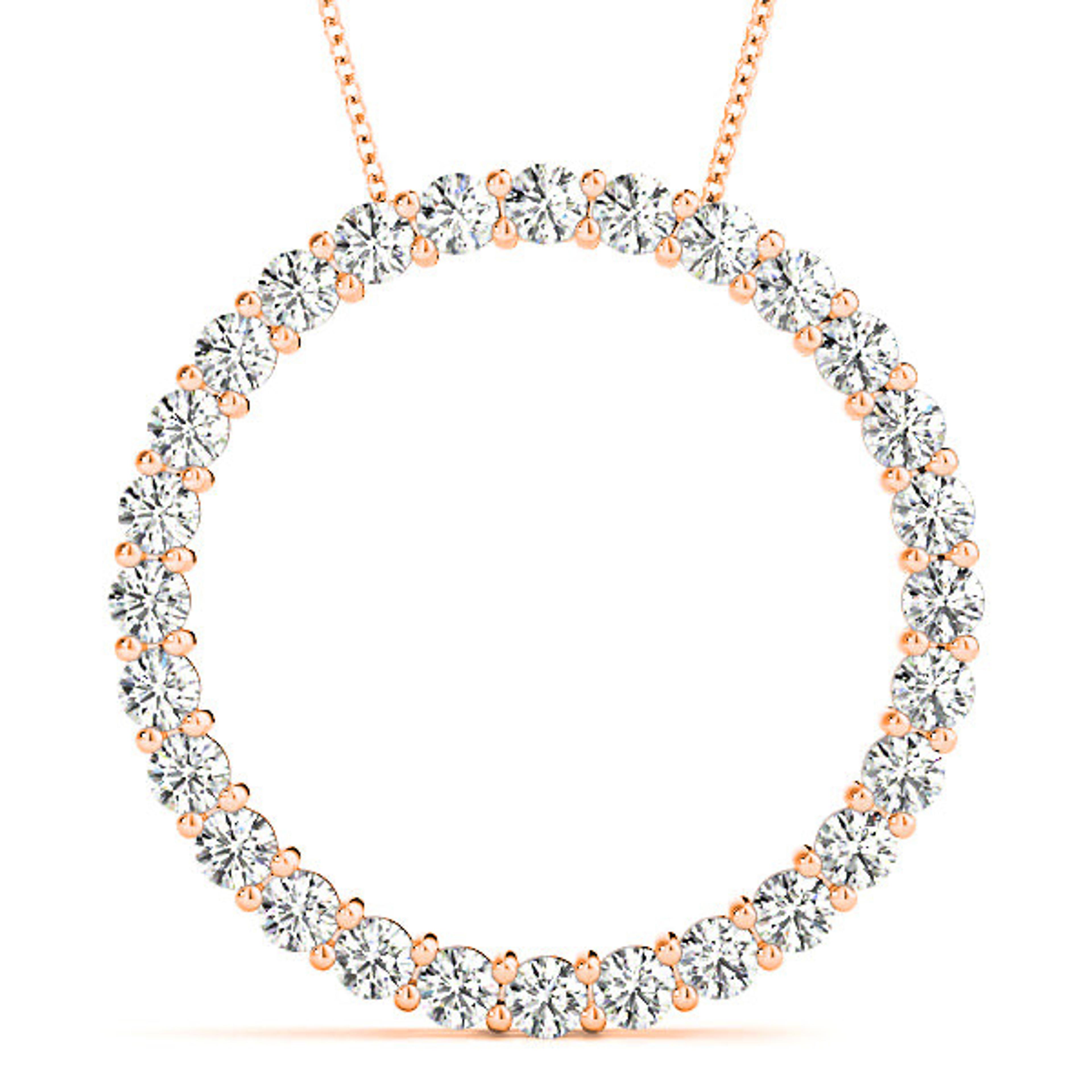 1.26 ctw Diamond Circle Necklace Pendant Shared Prong Set-VIRABYANI