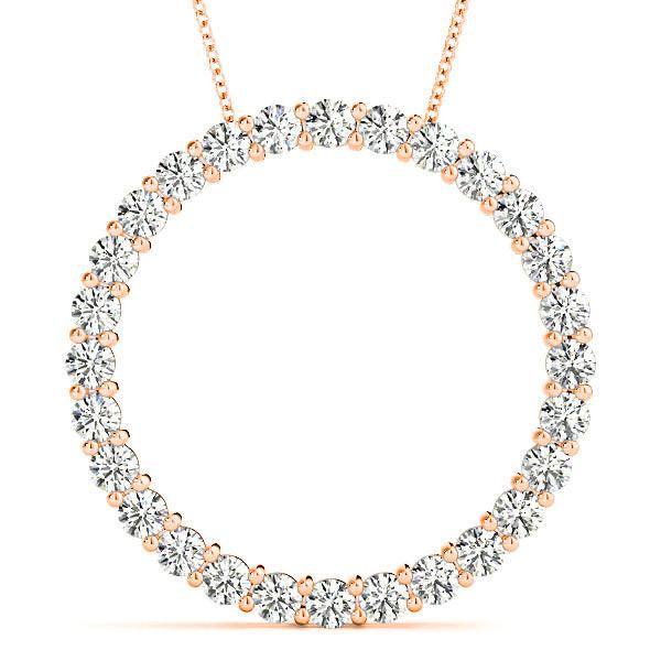1.26 ctw Diamond Circle Necklace Pendant Shared Prong Set-VIRABYANI