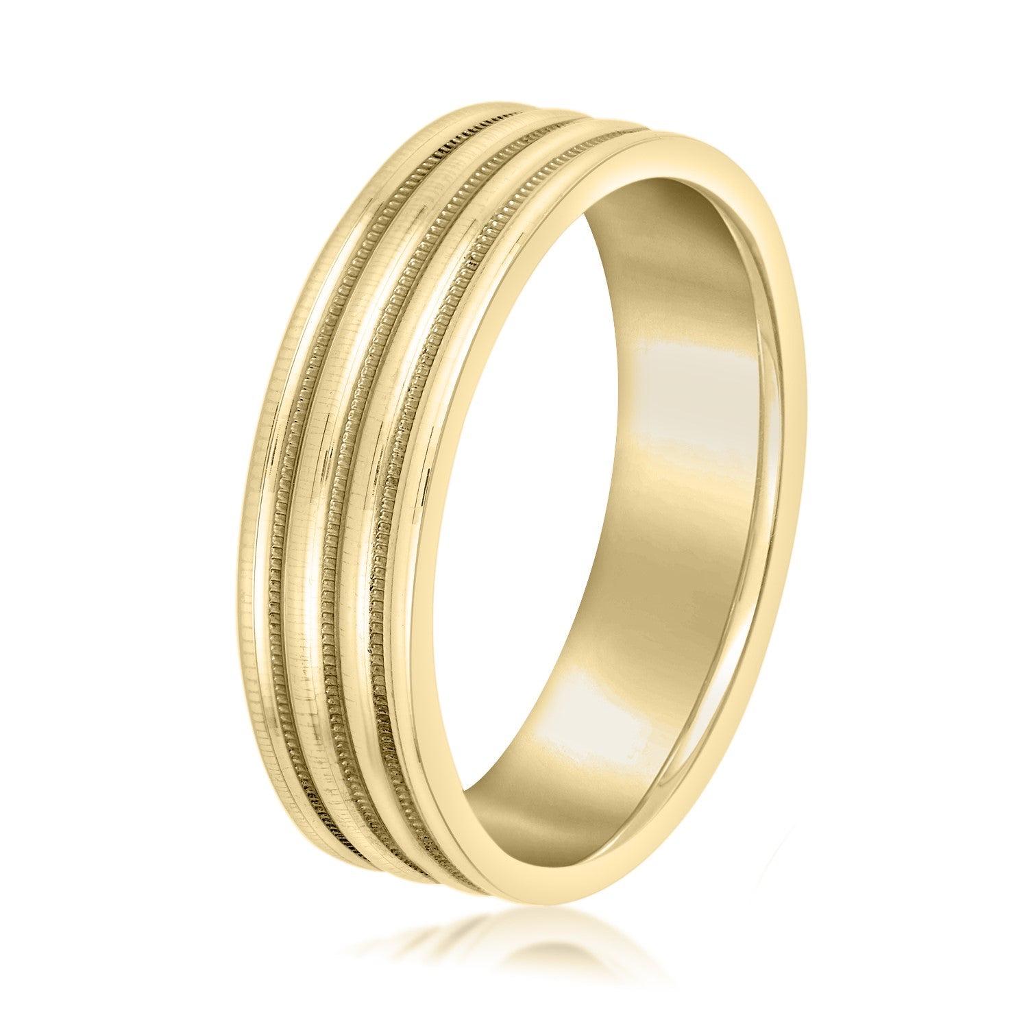Men's Alternating Milgrain Rows and Fine Textured Layers Band